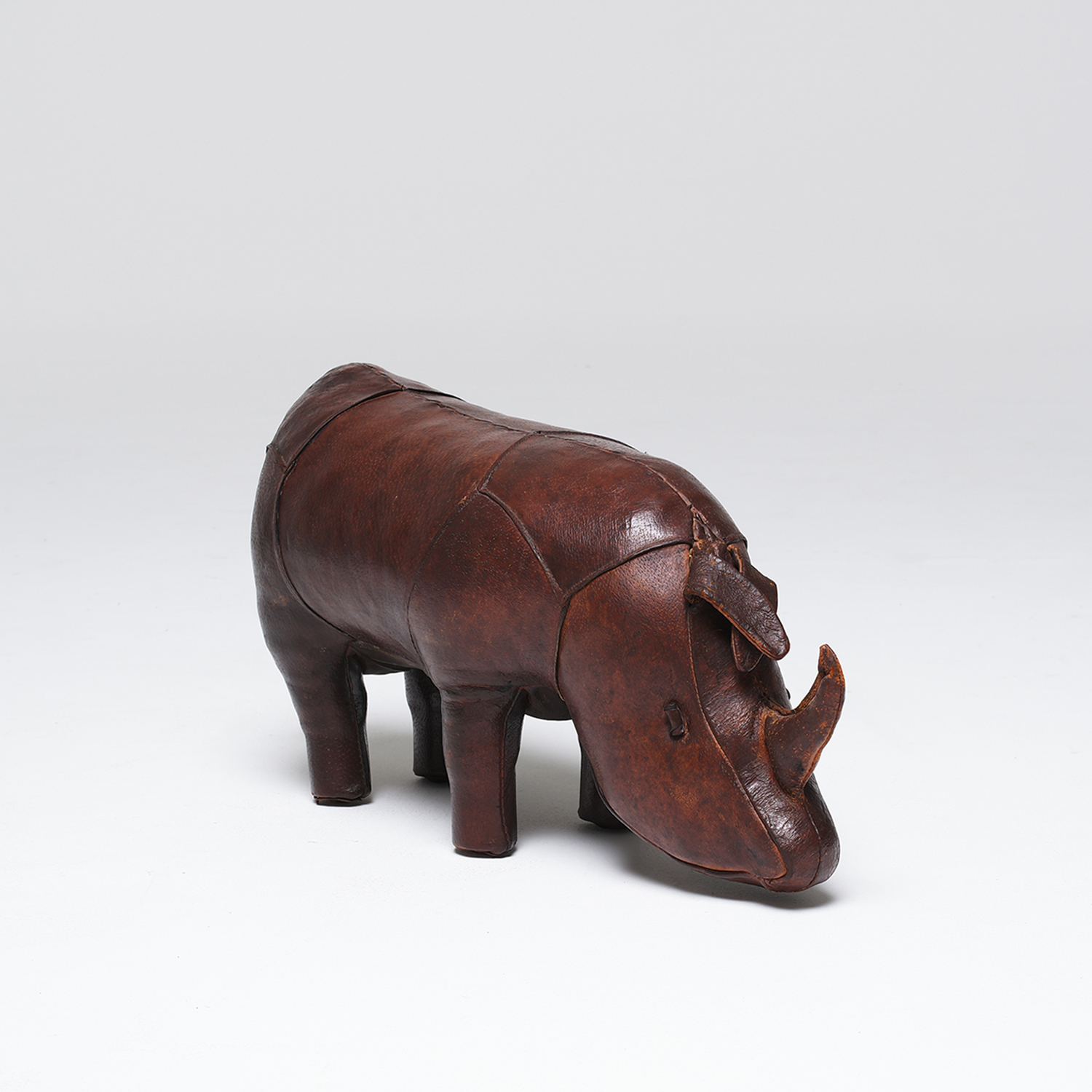 20th Century English Vintage Leather Rhinoceros Footstool by Dimitri Omersa
