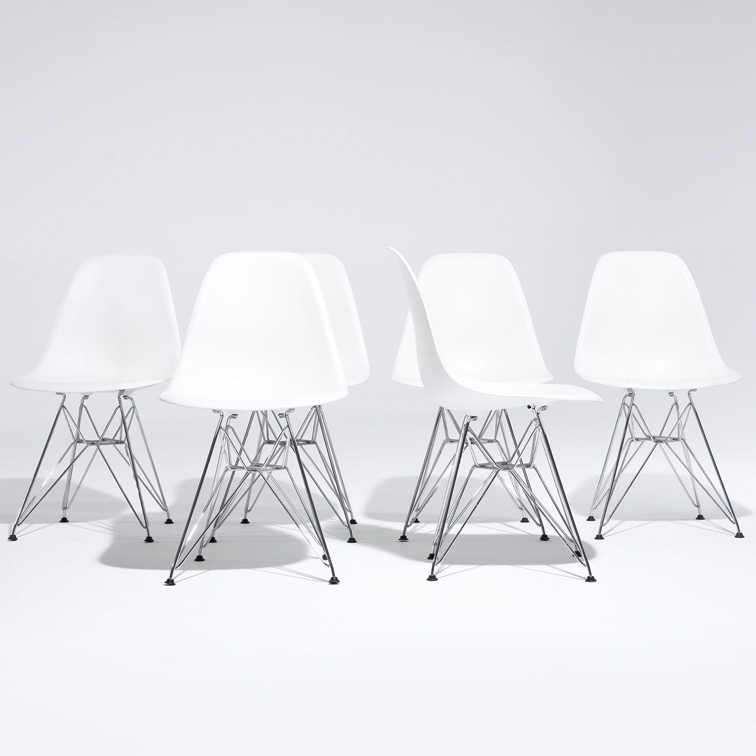20th Century White American Set of Six DSR Vitra Chairs by Charles & Ray Eames