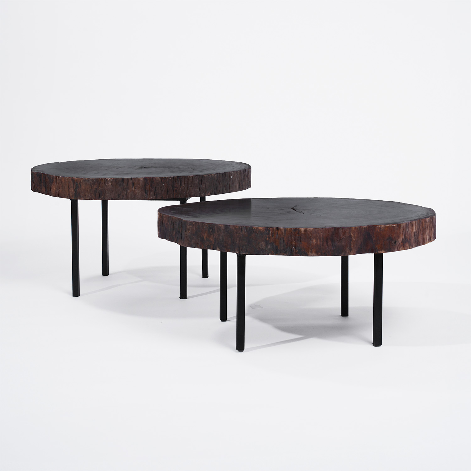 20th Century French Pair of Tree Trunk Oak Tables in the Style of George Nelson