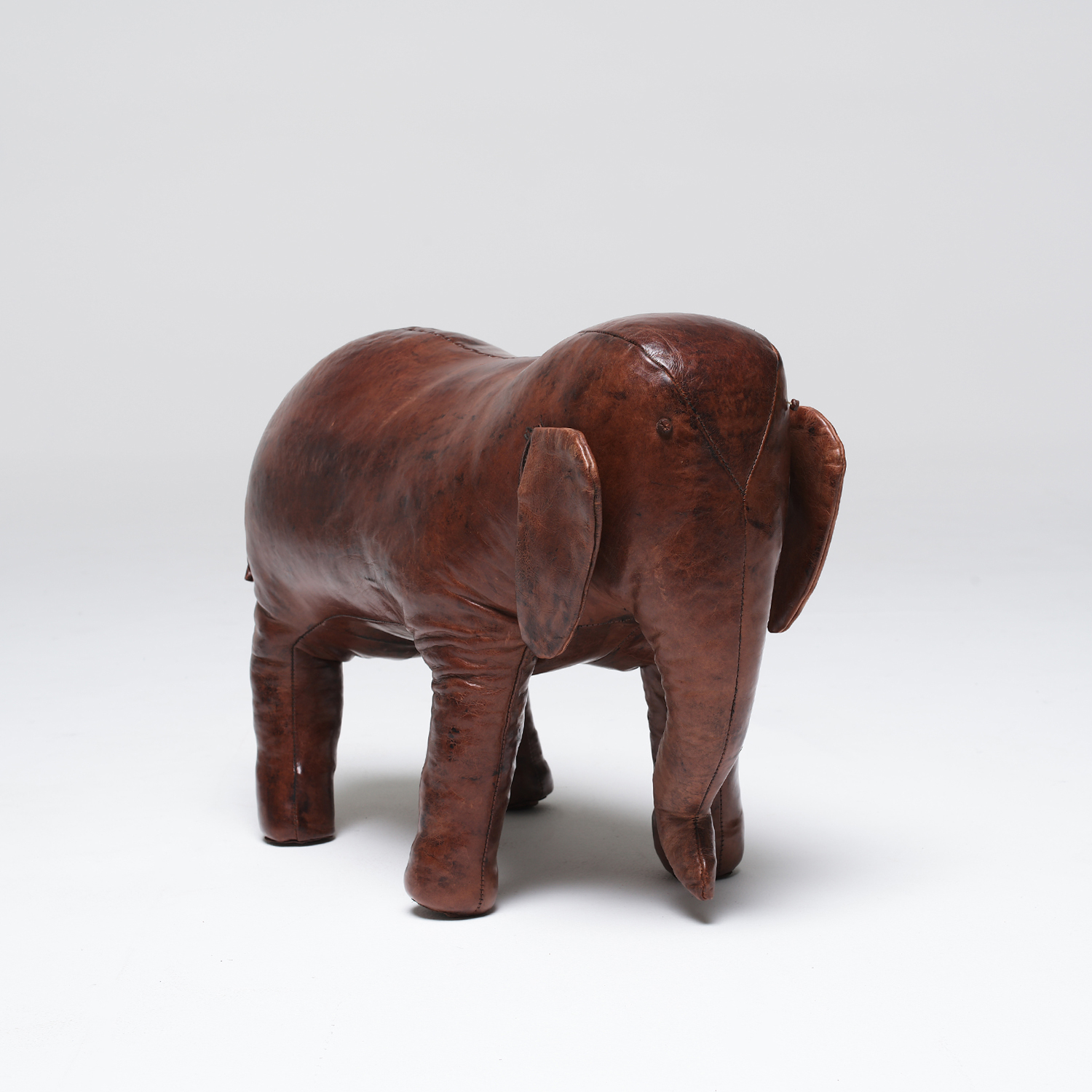 20th Century English Vintage Elephant Footstool in Leather by Dimitri Omersa