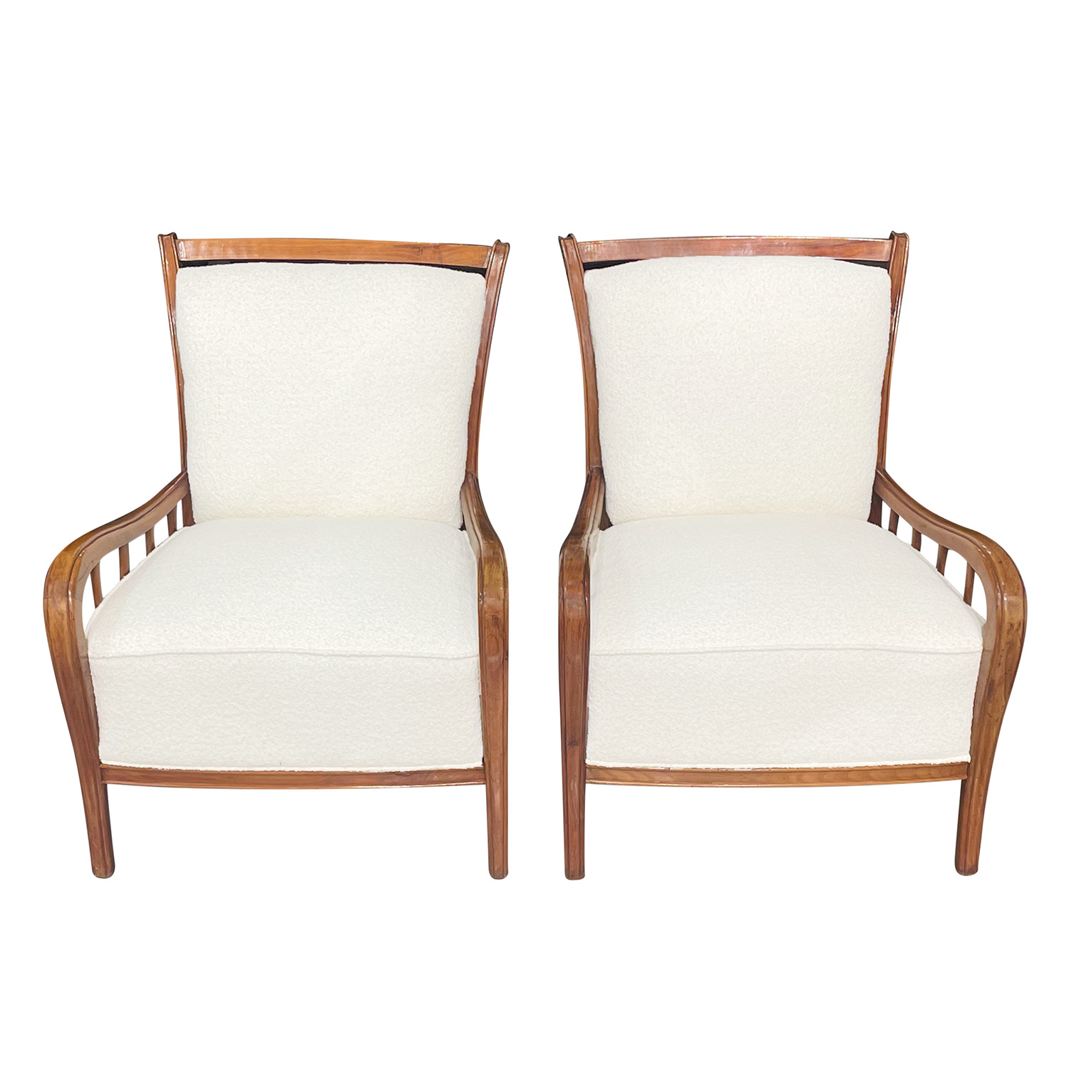 20th Century Italian Pair of Vintage Cherrywood Lounge Chairs by Paolo Buffa