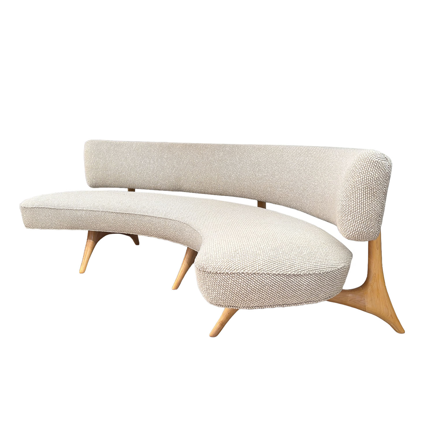 20th Century American Floating Wood Settee – Four Seater Sofa by Vladimir Kagan
