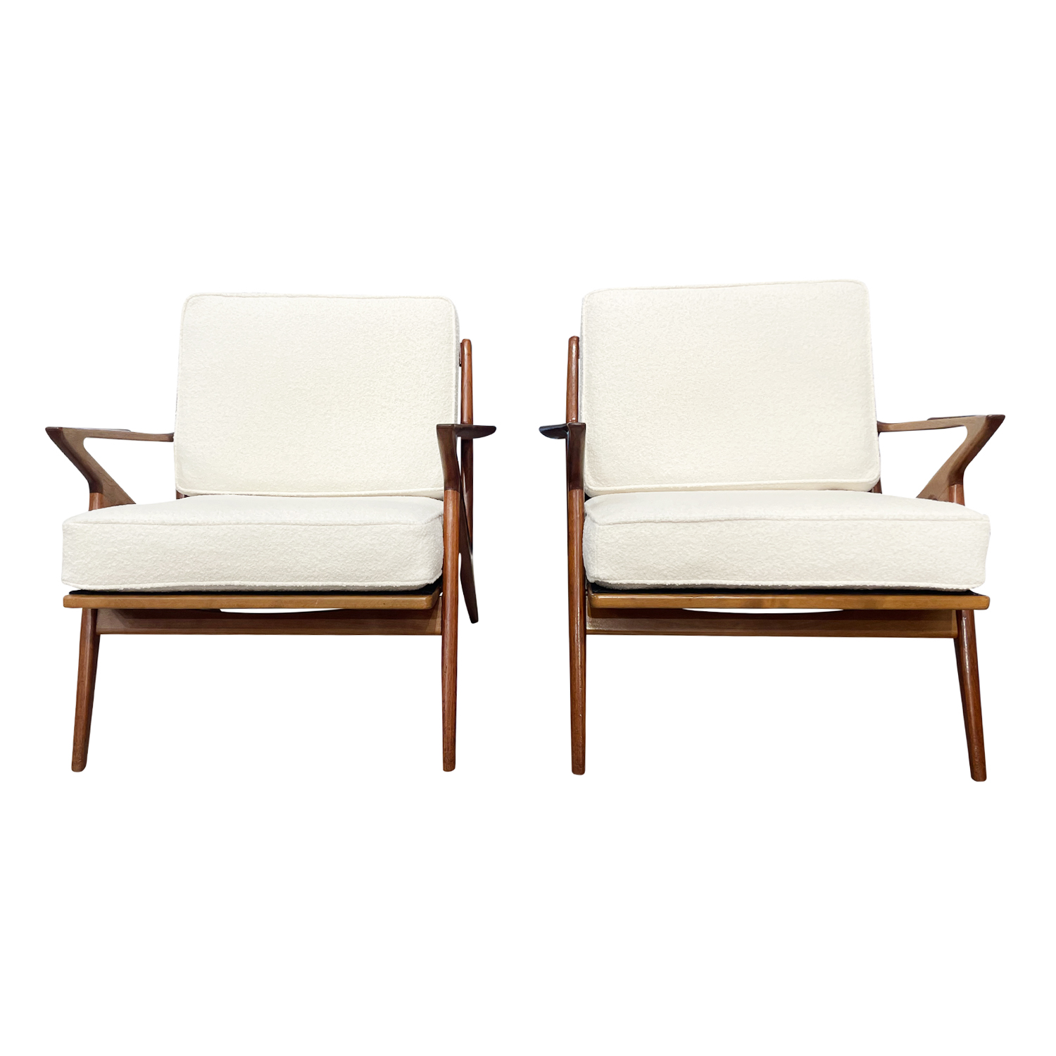 Pair of 1950s Danish Walnut Z Lounge Chairs by Poul Jensen