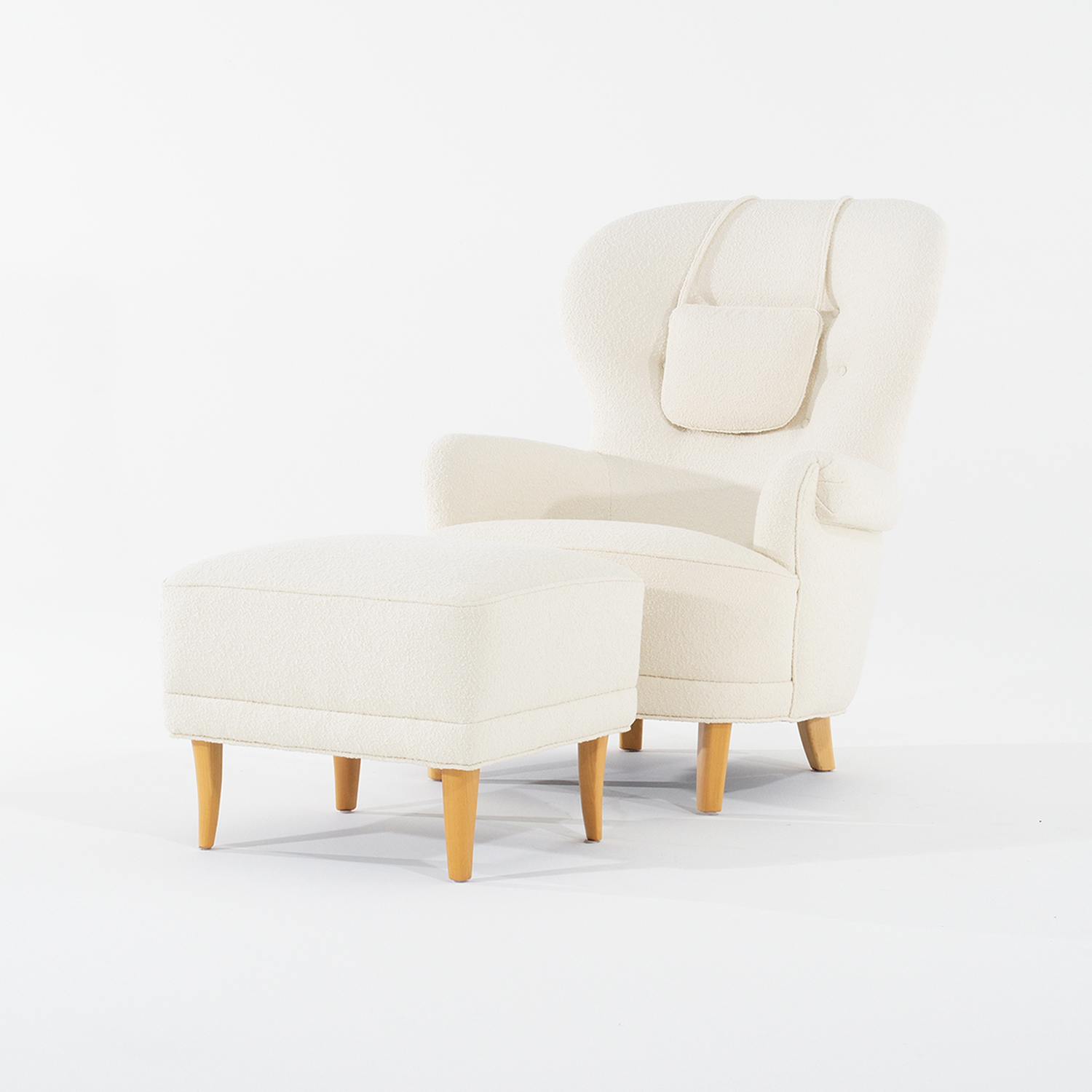 20th Century Swedish Vintage Rundrygg Lounge Chair & Footstool by Carl Malmsten