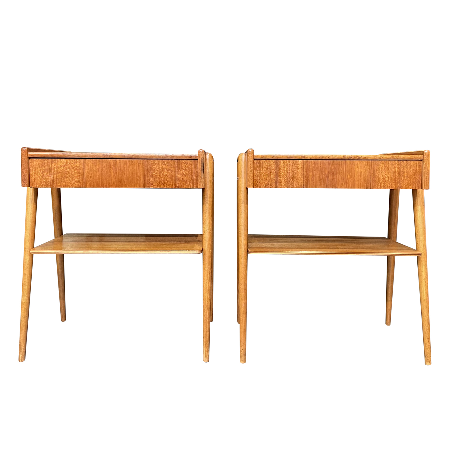 20th Century Danish Modern Pair of Beech Nightstands – Vintage Bed Side Tables