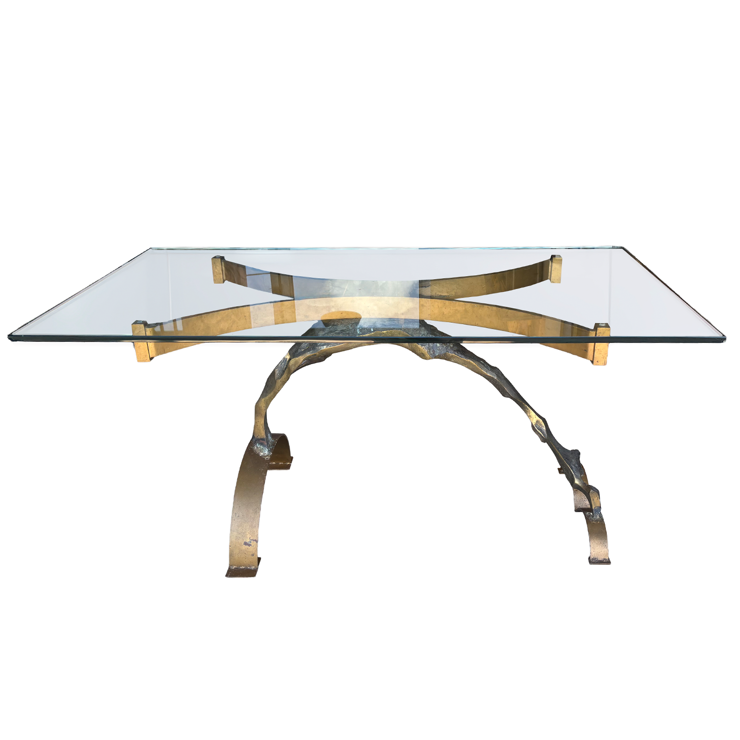 French Glass Top Table in the style of Michel Mangematin