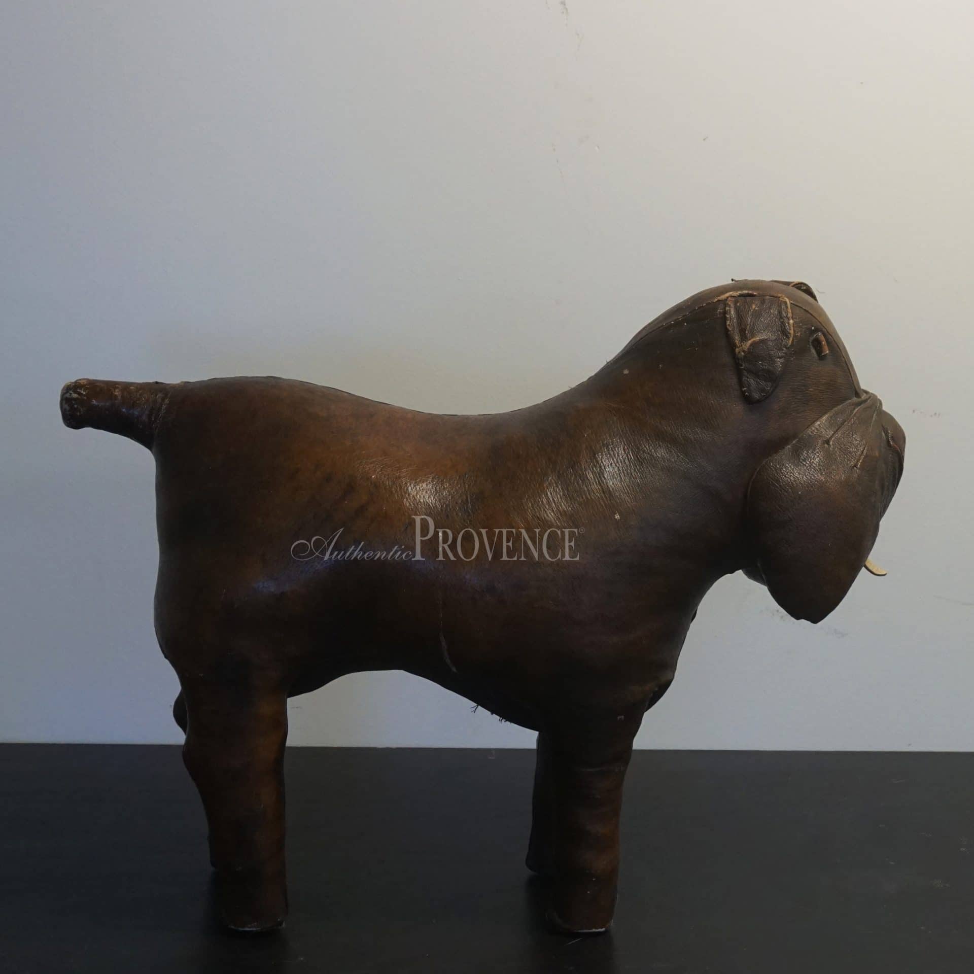 Vintage Bulldog Footstool in Leather by Dimitri Omersa
