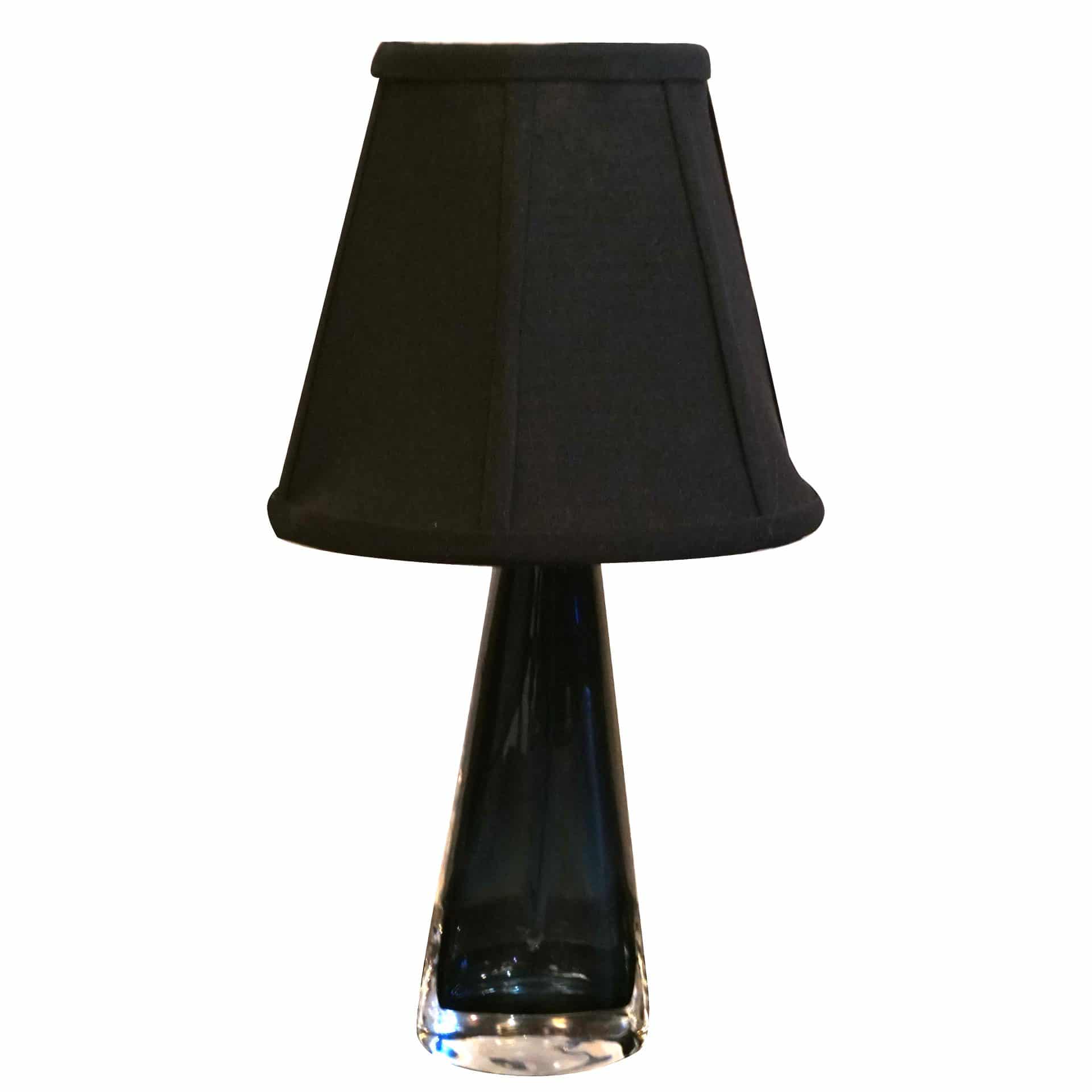 20th Century Black Swedish Orrefors Crystal Glass Table Lamp by Carl Fagerlund