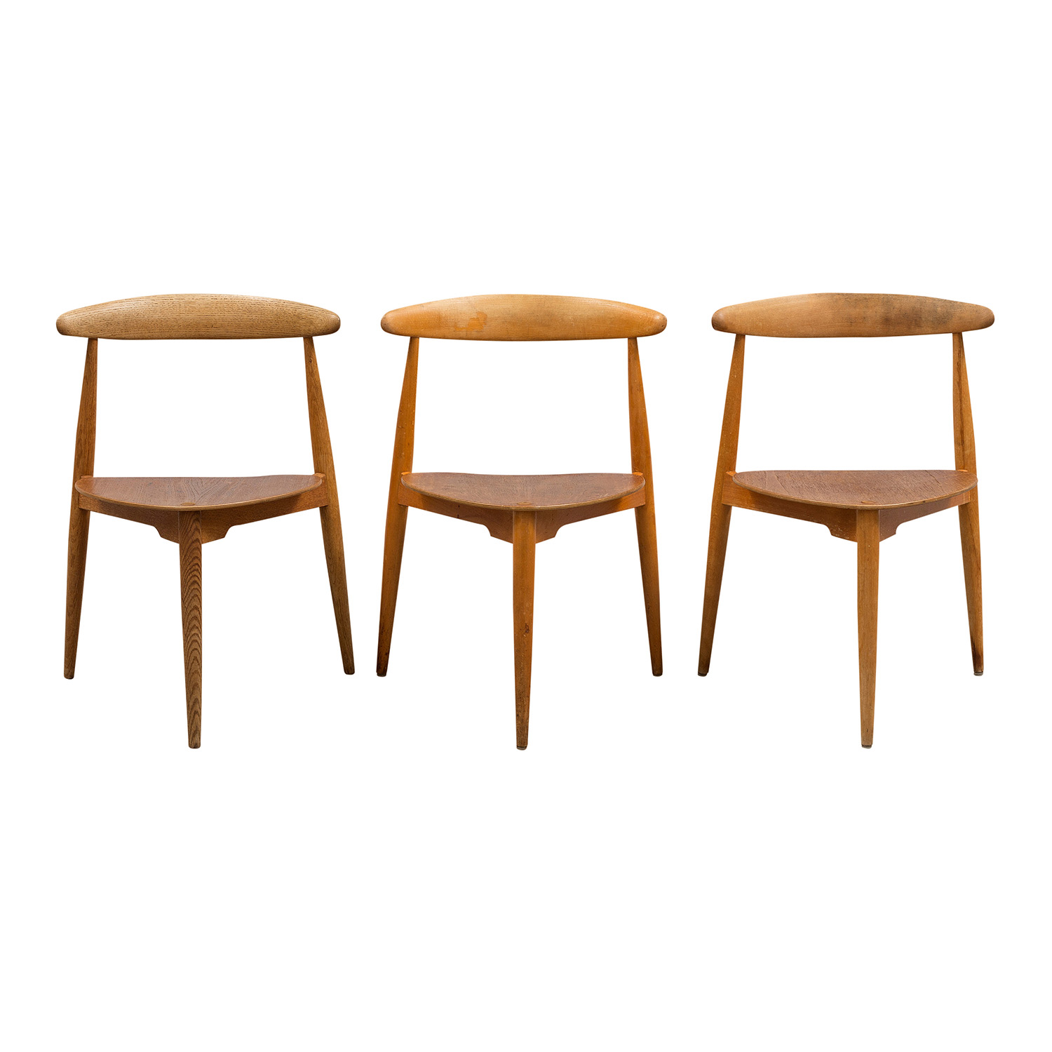 20th Century Brown Danish Set of Three Teakwood Side Chairs by Hans J. Wegner