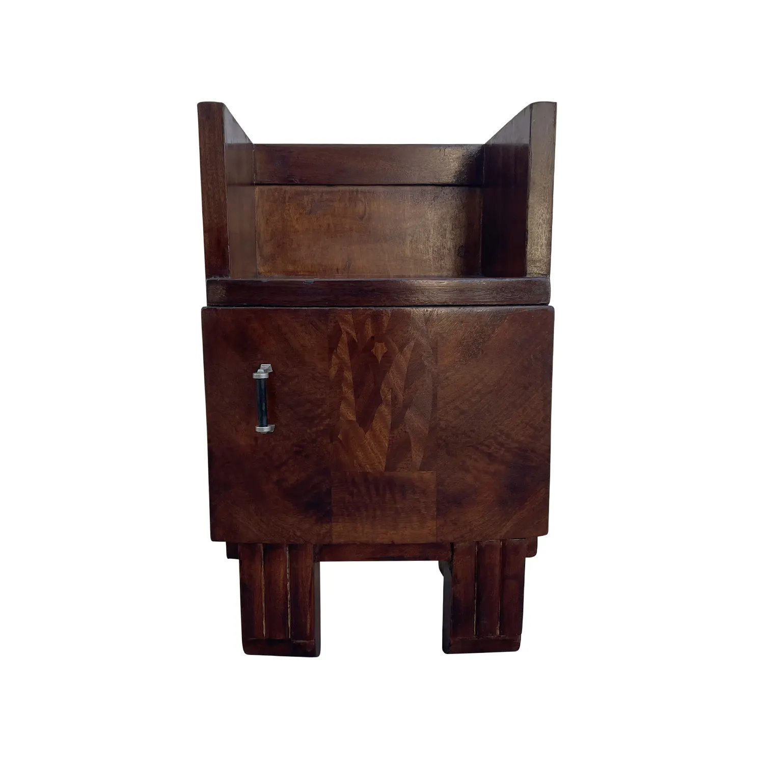 20th Century French Art Deco Mahogany Nightstand – Vintage Bedside Table