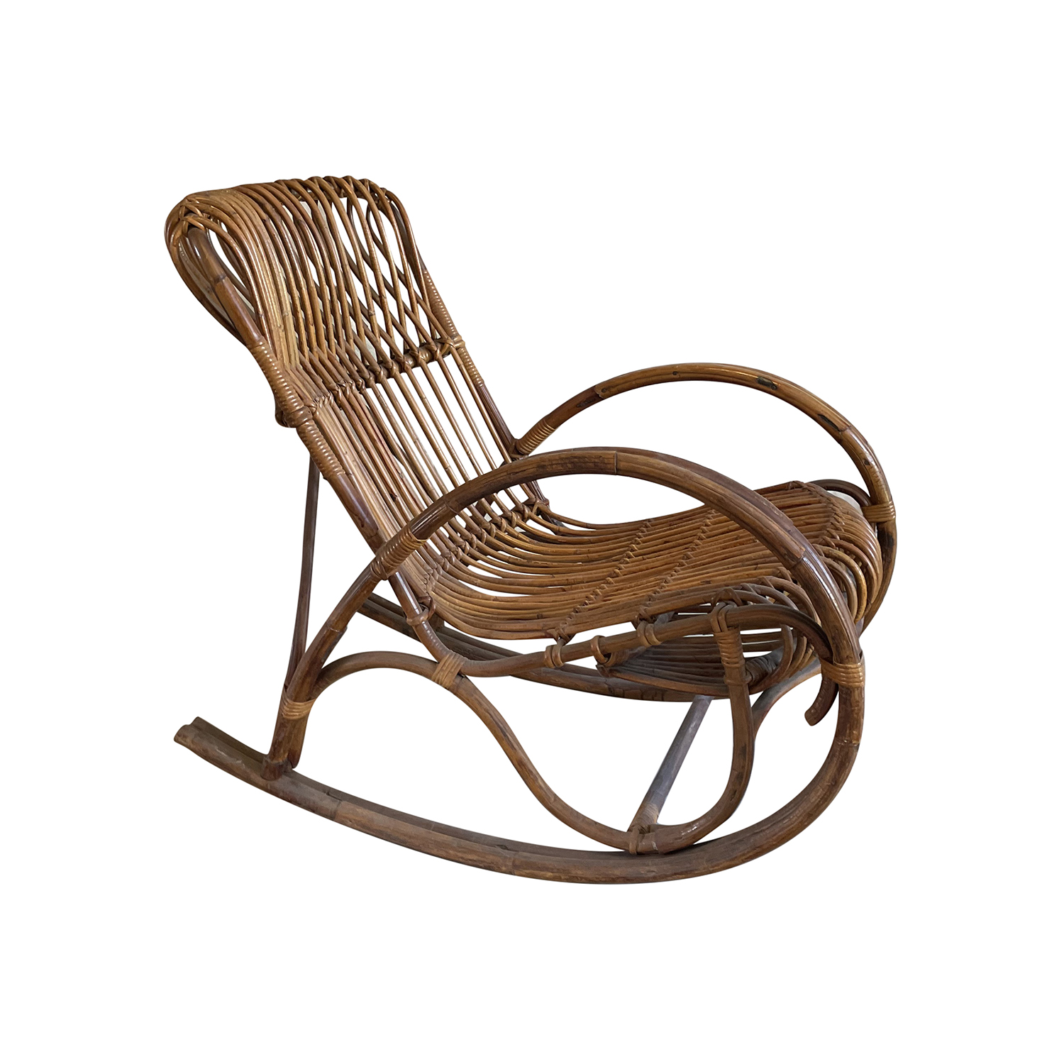 20th Century Italian Mid Century Rattan Rocking Chair – Vintage Lounge Chair