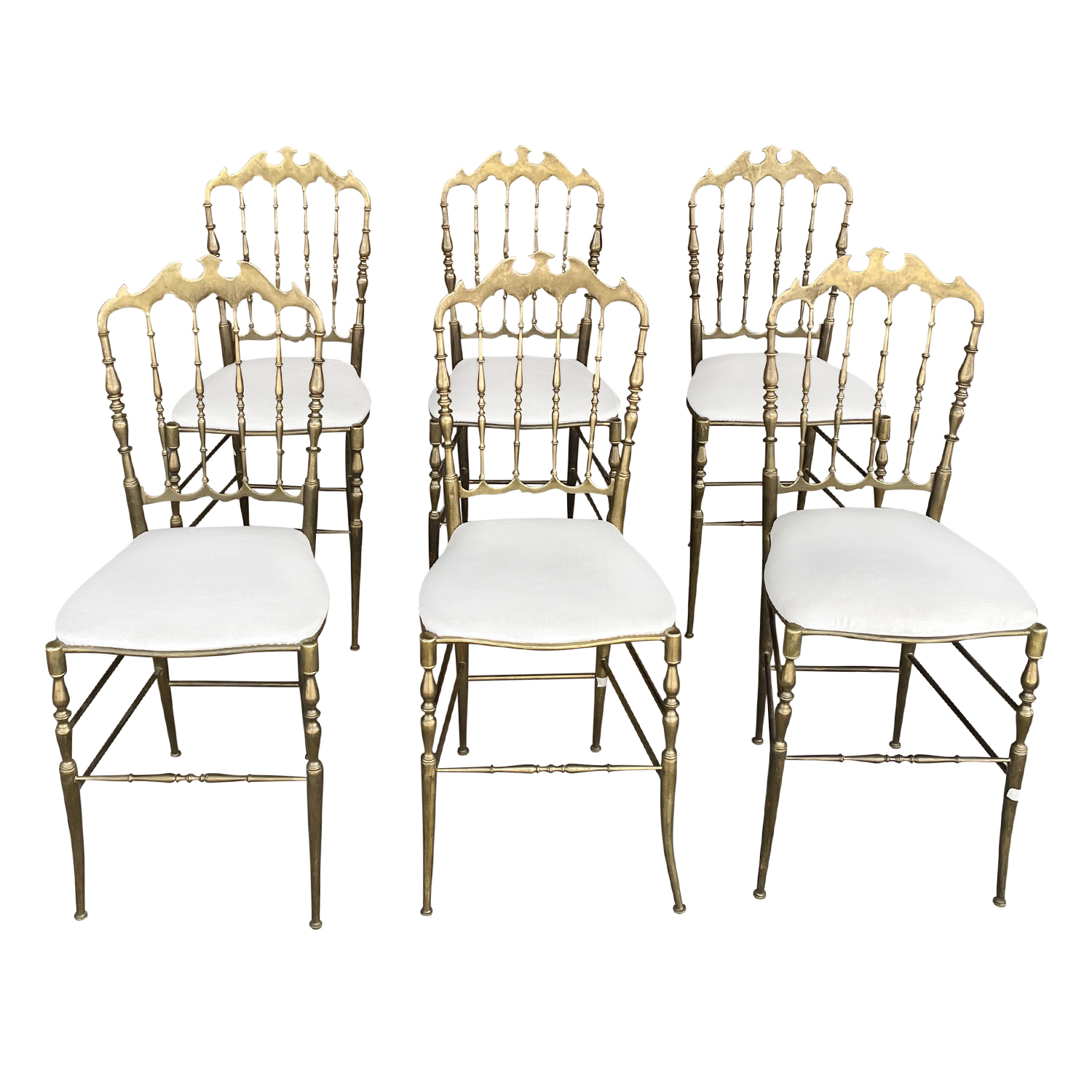 20th Century Italian Set of Six Modernist Brass Dining Room Chairs by Chiavari