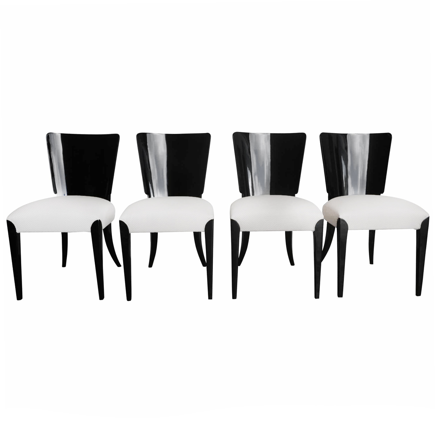 20th Century Set of Four Black Ebonized Art Deco Chairs by Jindrich Halabala