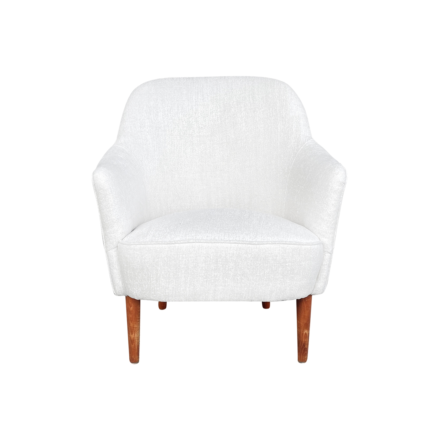 1950s White Swedish Samspel Easy Chair – Birch Armchair by Carl Malmsten