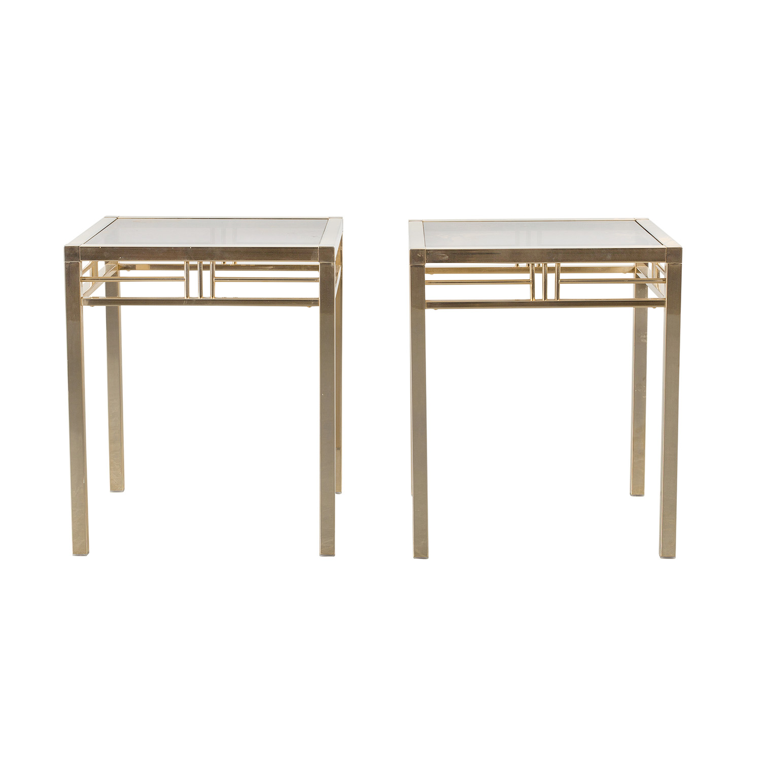 20th Century Silver Italian Pair of Modern Brass Side Tables – Glass End Tables