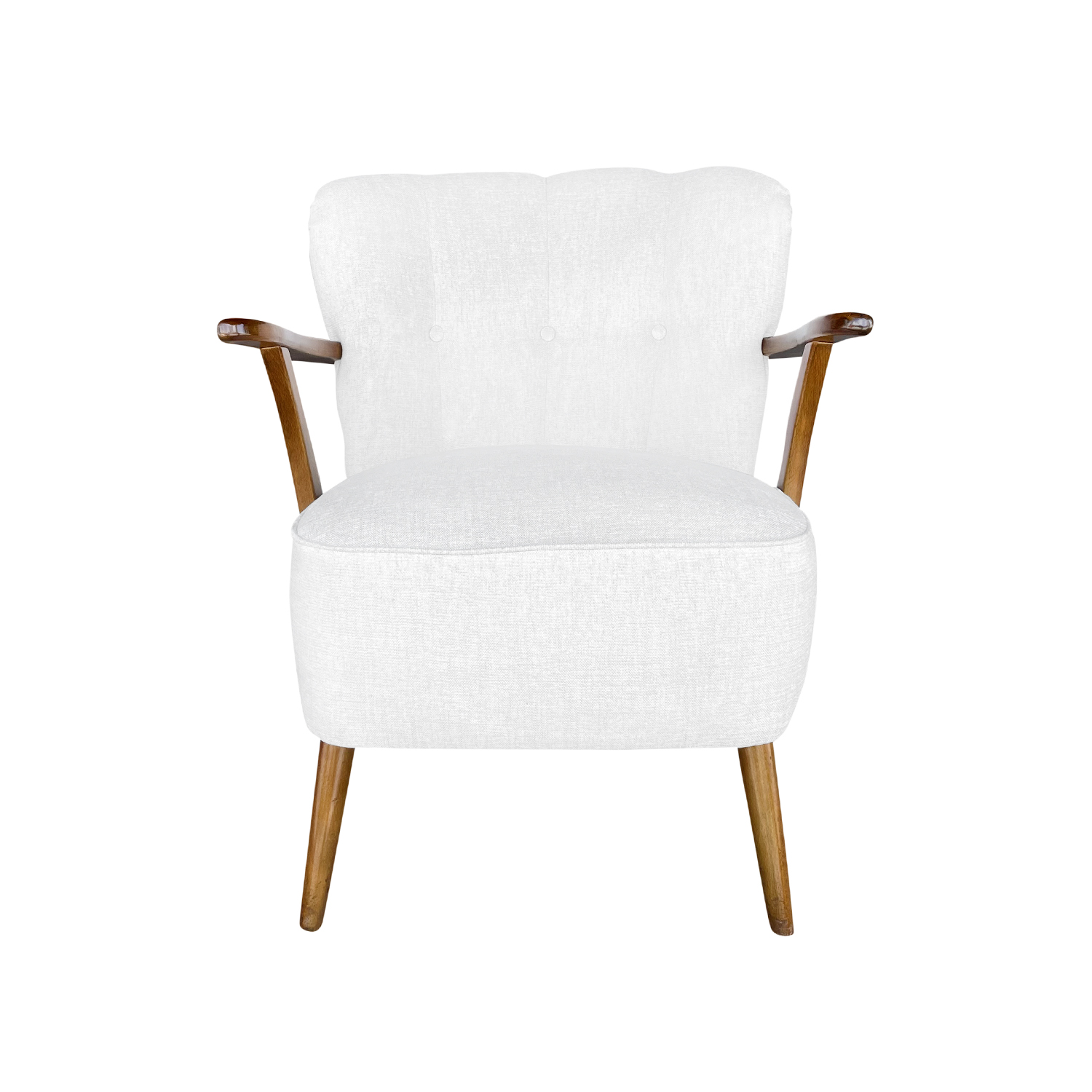 20th Century White-Grey Danish Single Beechwood Armchair – Art Deco Side Chair