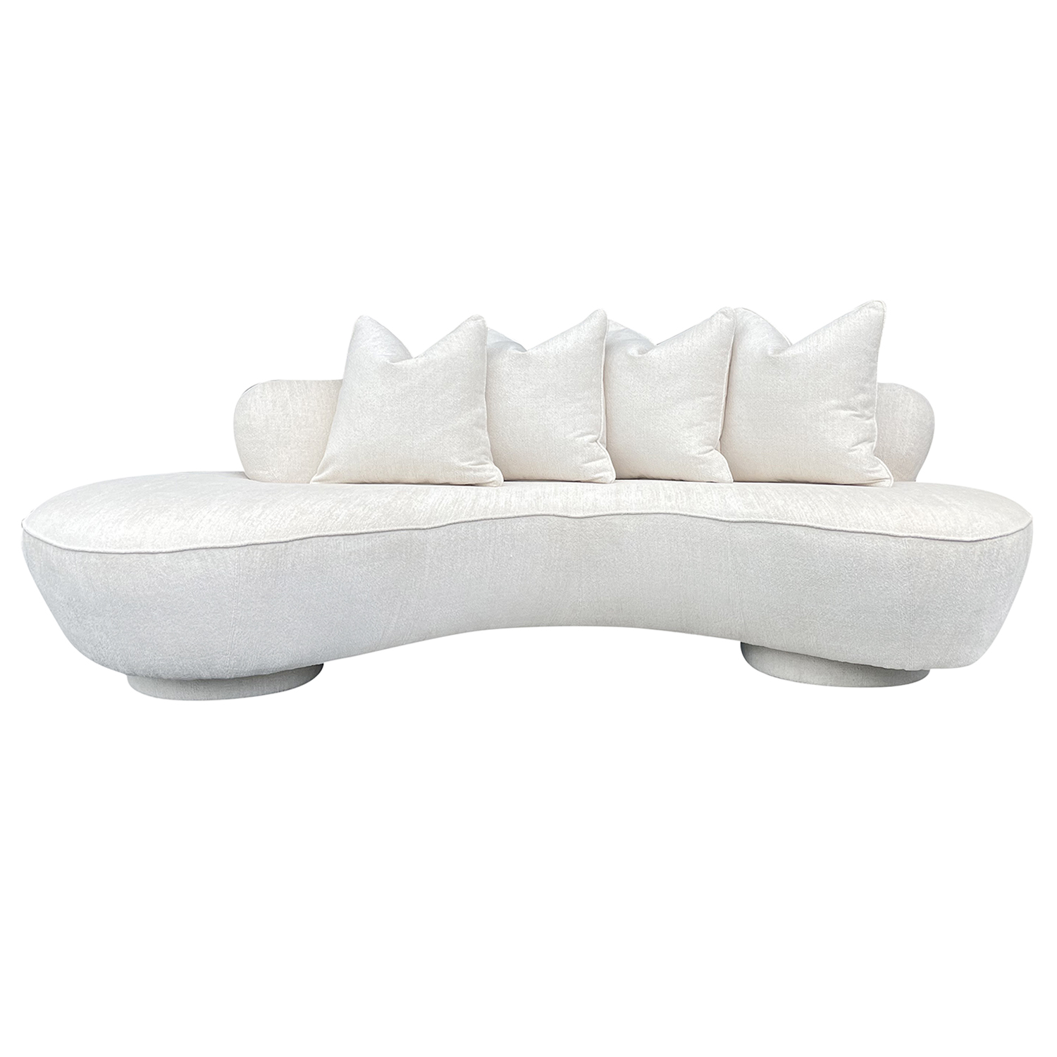 20th Century White American Directional Sofa – Curved Settee by Vladimir Kagan