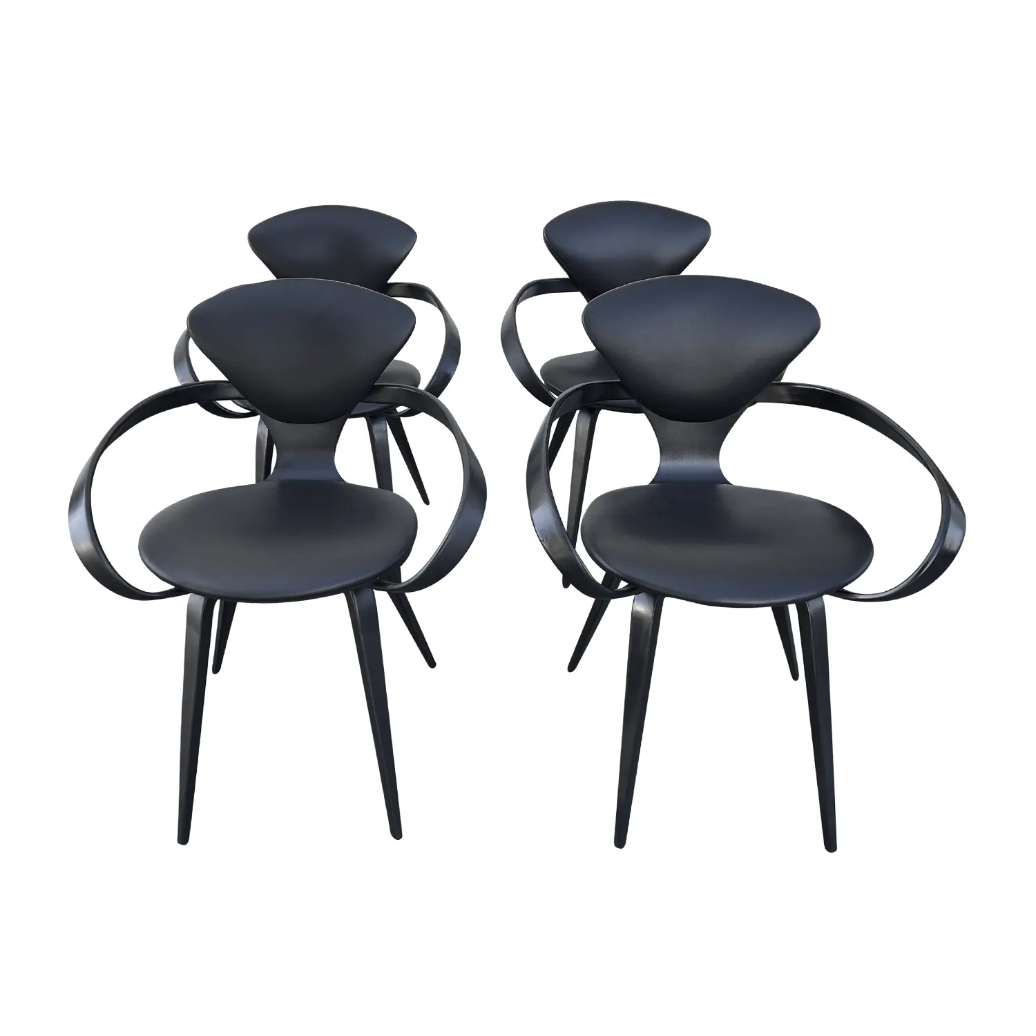 20th Century American Plycraft Set of Four Black Dining Chairs by Norman Cherner