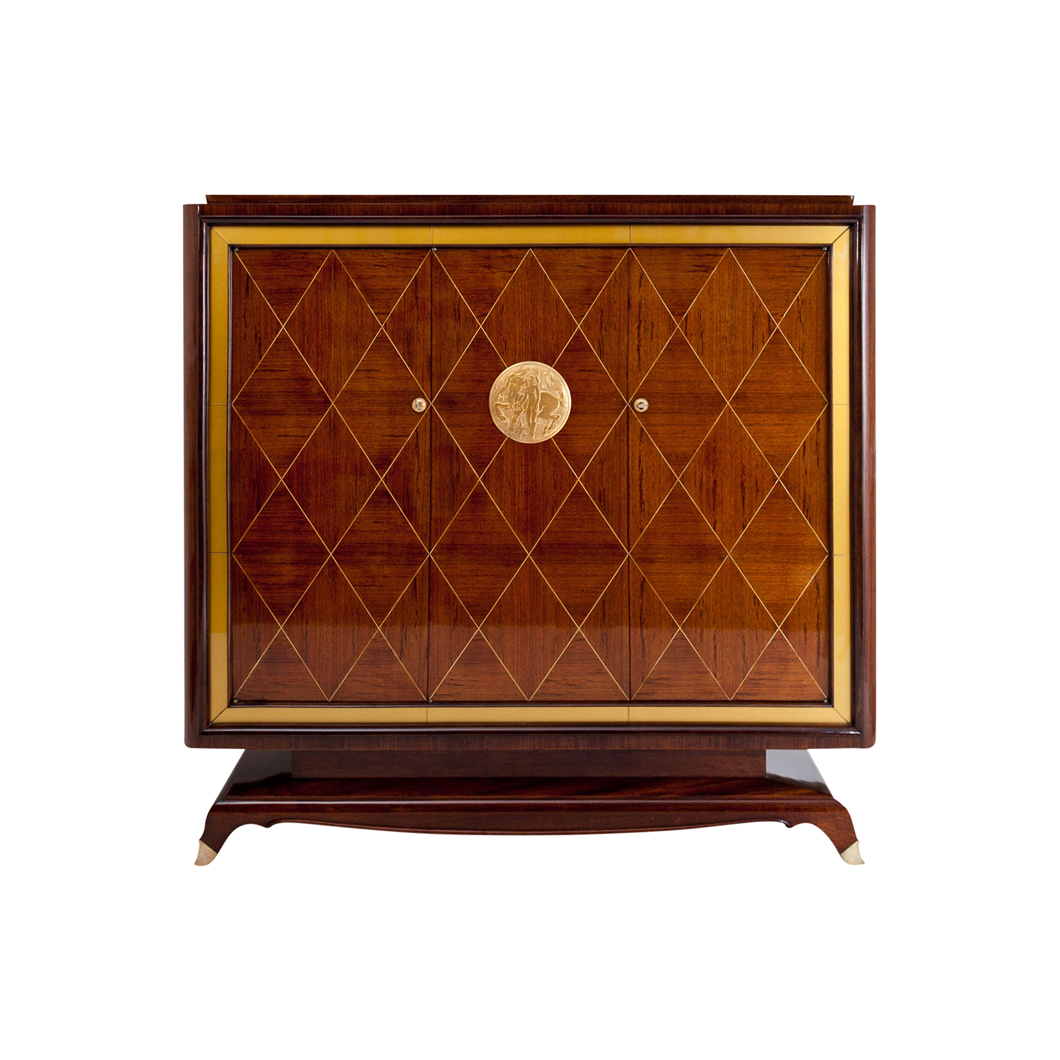 A vintage 1940s Art Deco Rosewood cabinet produced by Rambaudi-Dantoine in good condition. Circa 1940 - 1950, France.