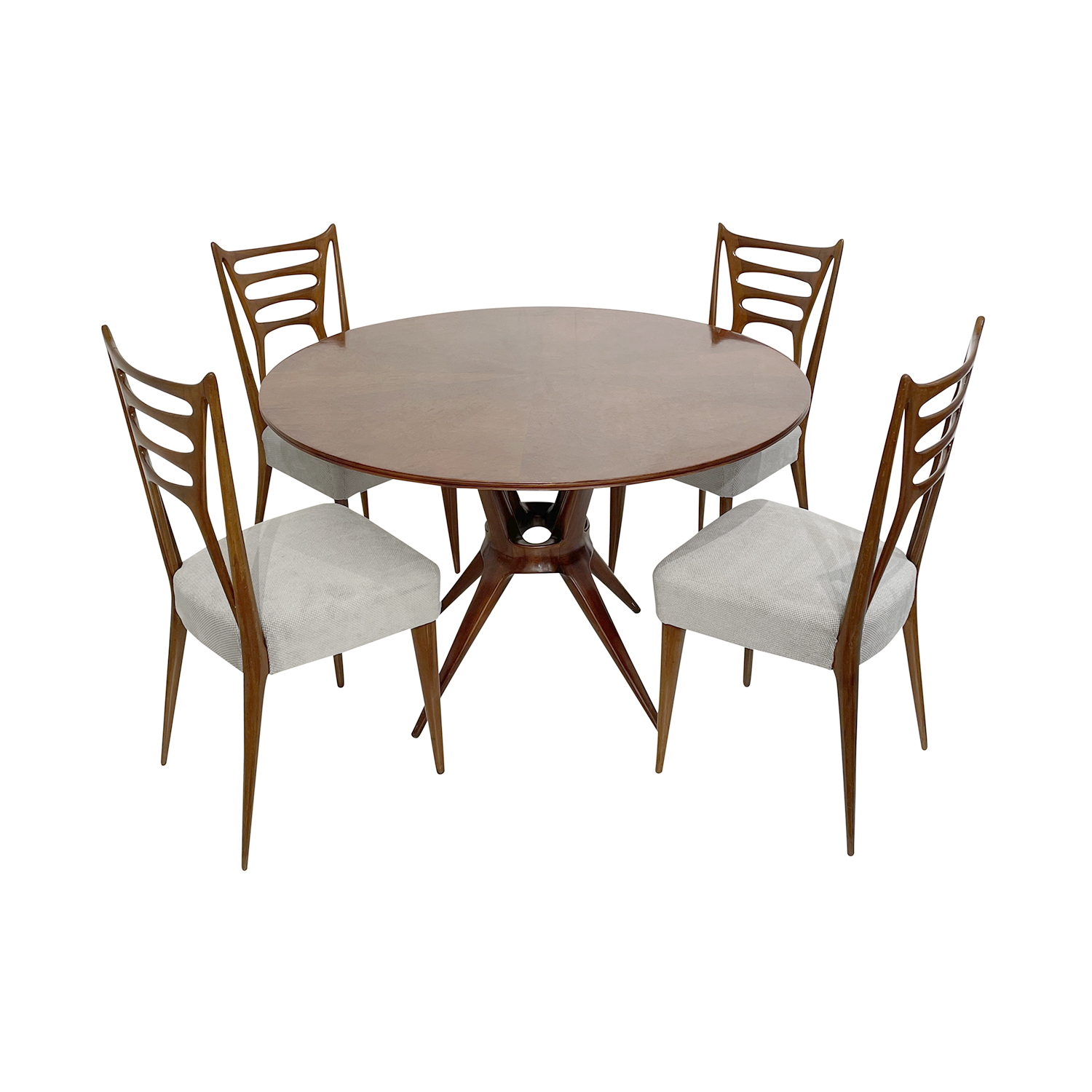 20th Century Italian Rosewood Dining Table with Four Chairs by Osvaldo Borsani