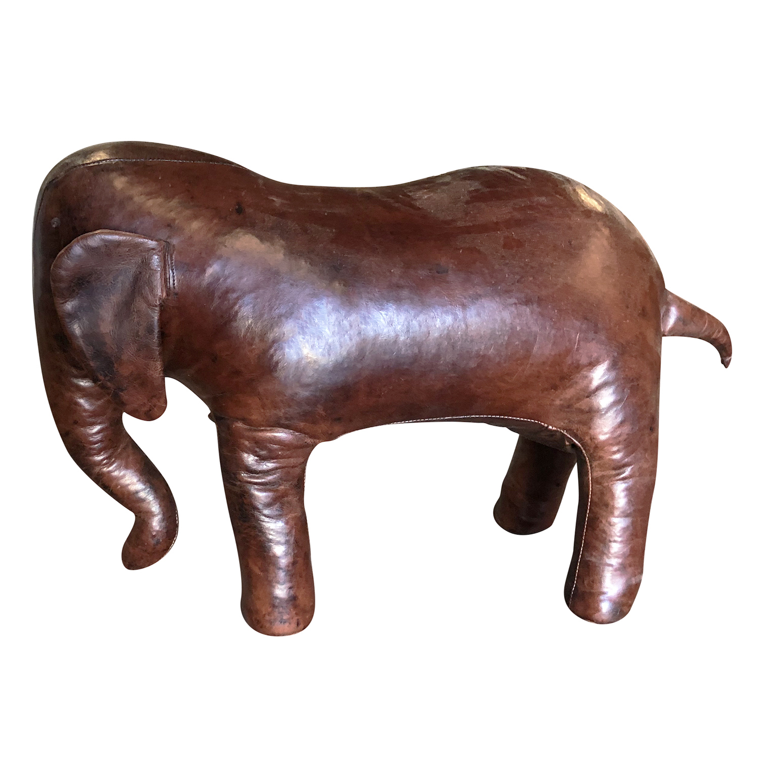 Vintage Elephant Footstool in Leather by Dimitri Omersa