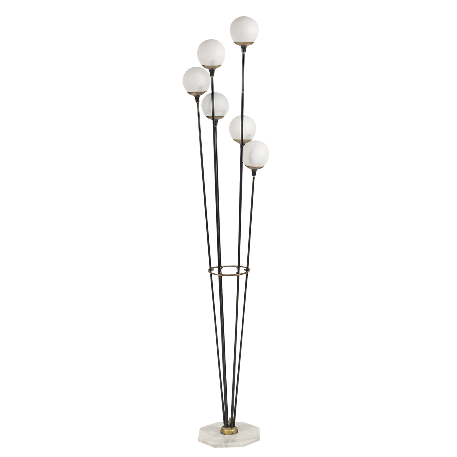 20th Century Italian Alberello Marble, Opaline Glass Floor Lamp by Stilnovo