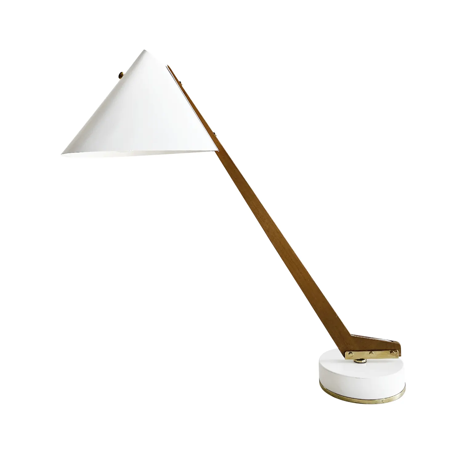 1950s White Swedish Teak Markaryd Desk Lamp by Hans-Agne Jakobsson