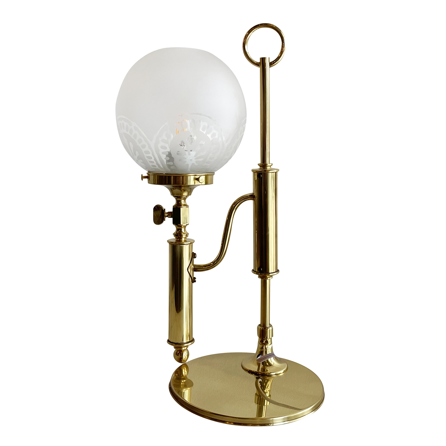 20th Century Swedish Örsjö Polished Brass Table Lamp, Light by Helmer Andersson