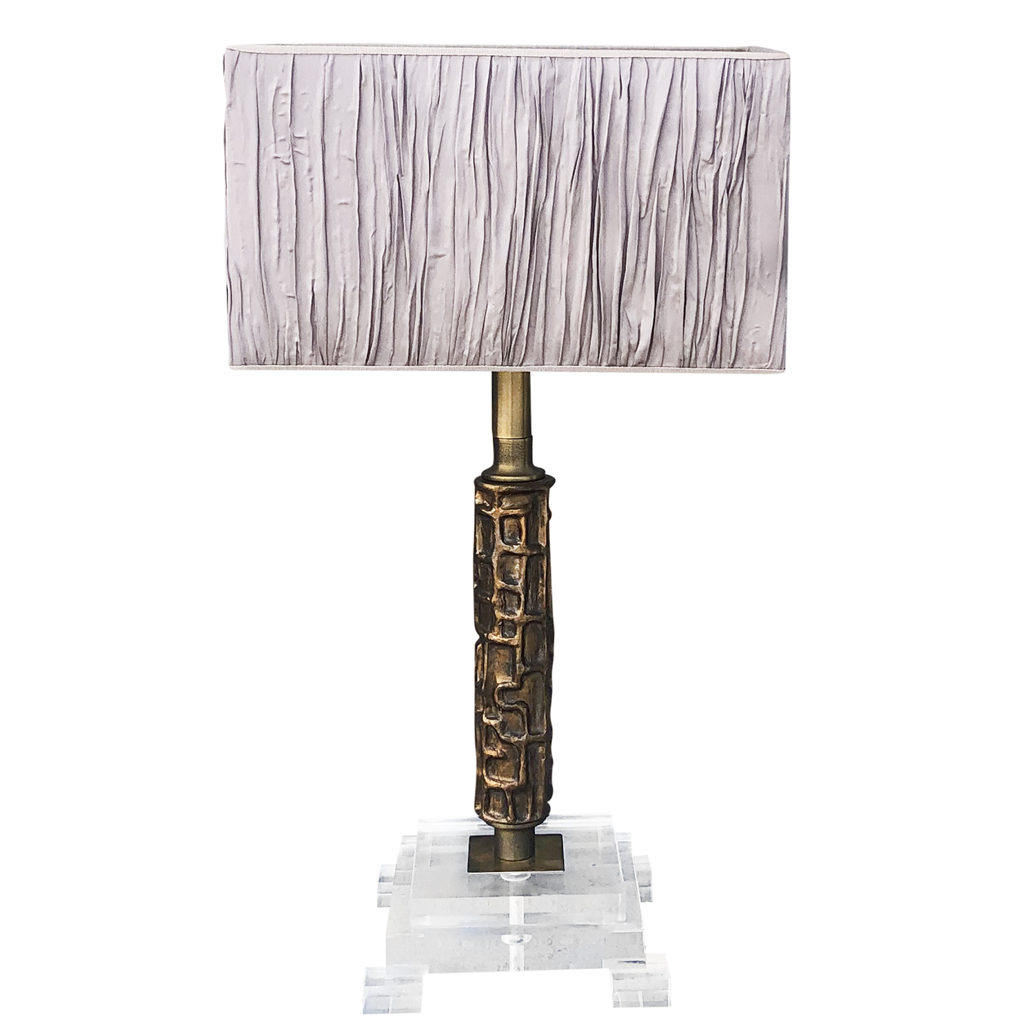 20th Century Italian Bronze Table Lamp – Plexiglass Light by Luciano Frigerio