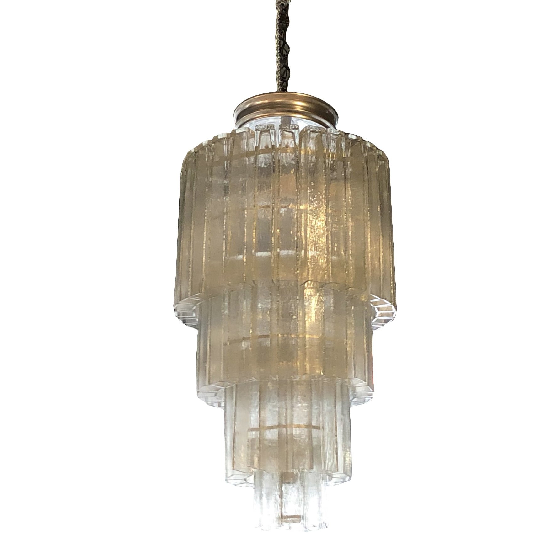 20th Century Italian Vintage Four Tiered Murano Glass Chandelier – Nickel Light