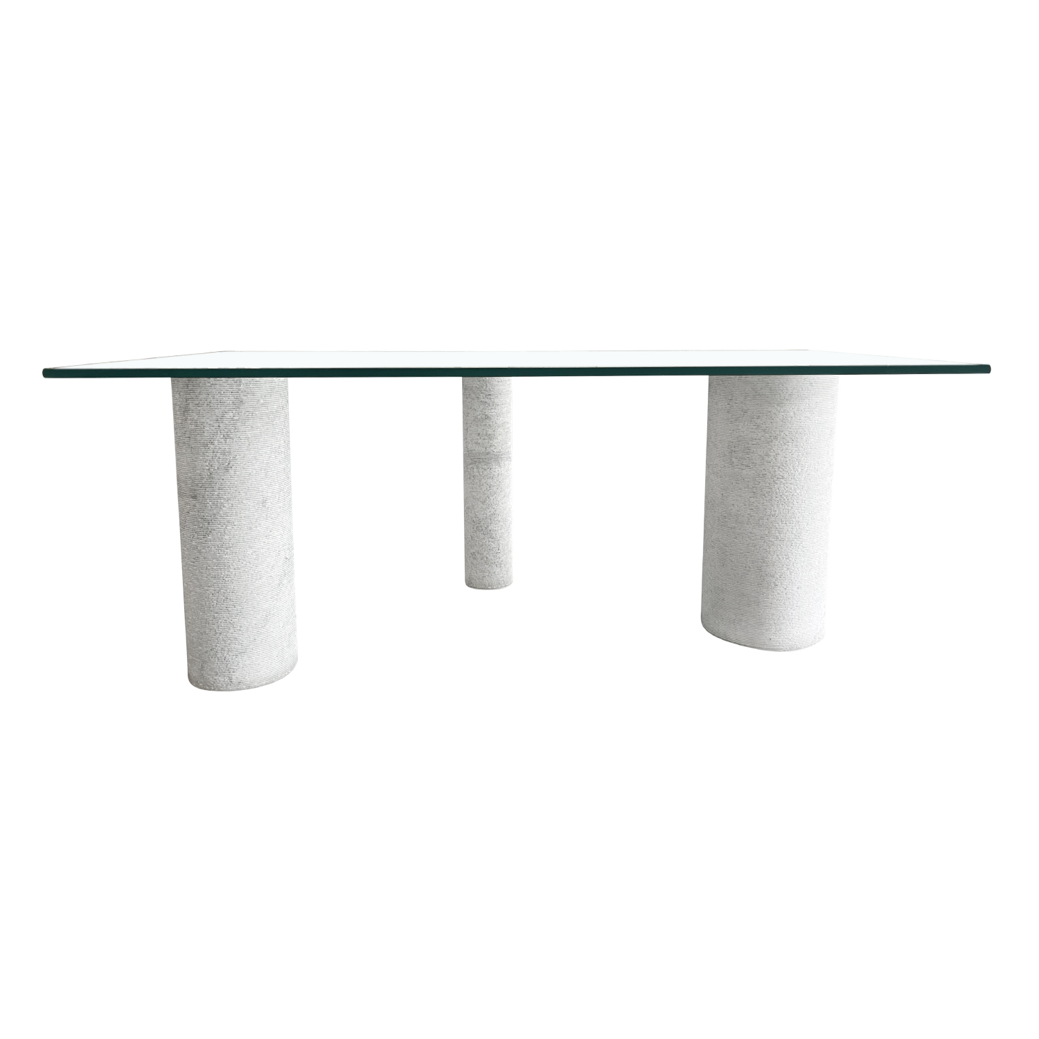 20th Century White Italian Marble, Glass Dining Room Table by Massimo Vignelli