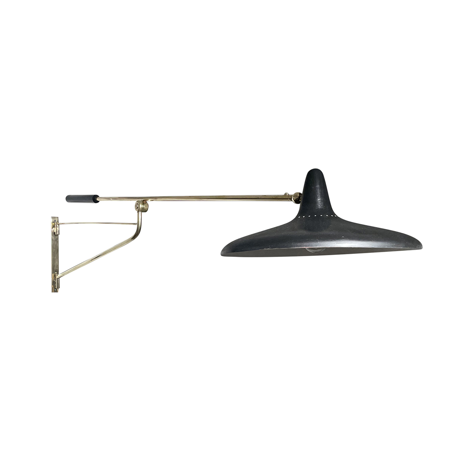 20th Century Black Italian Brass Adjustable Reading Wall Lamp, Light by Stilnovo