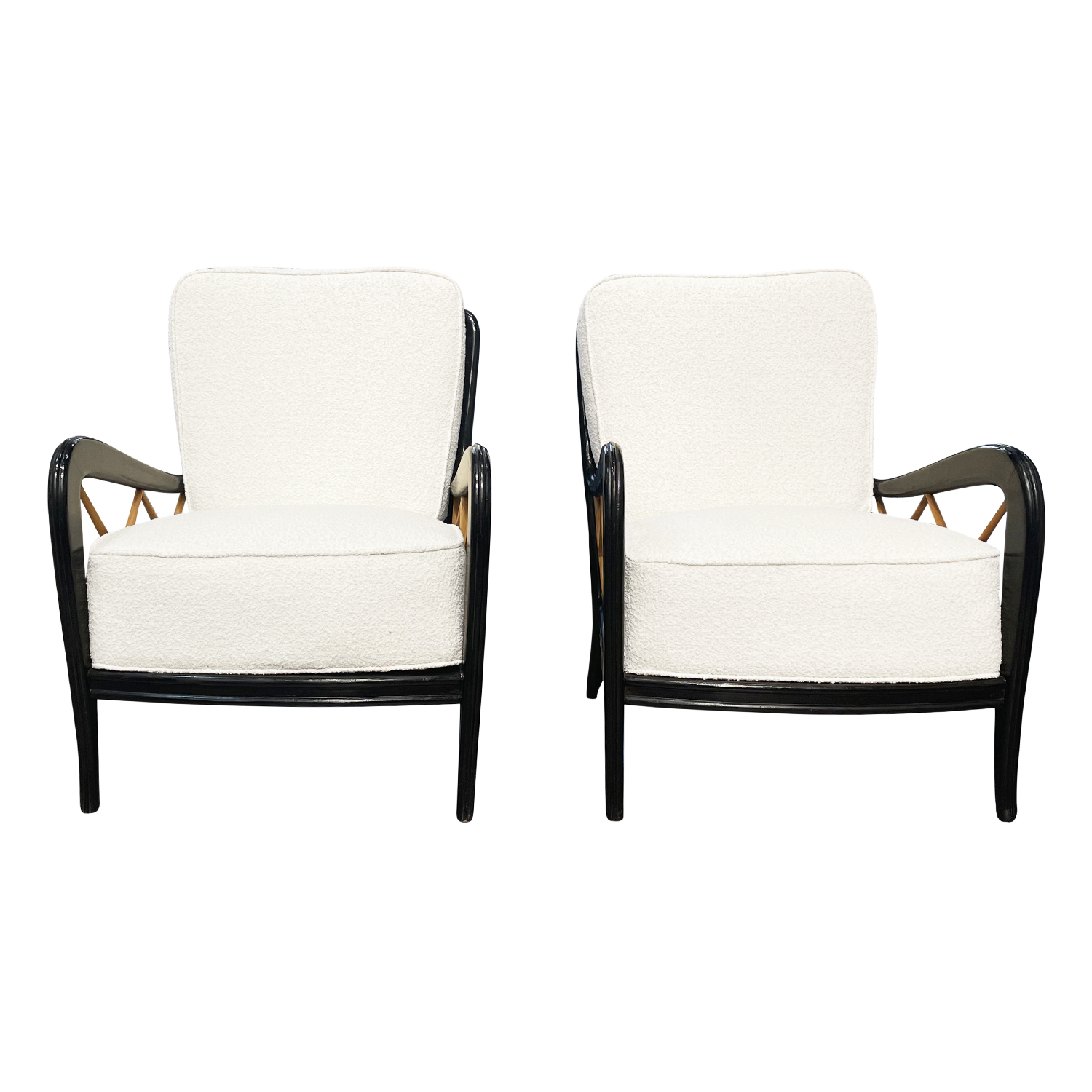 20th Century Italian Pair of Beech, Maplewood Lounge Chairs by Paolo Buffa