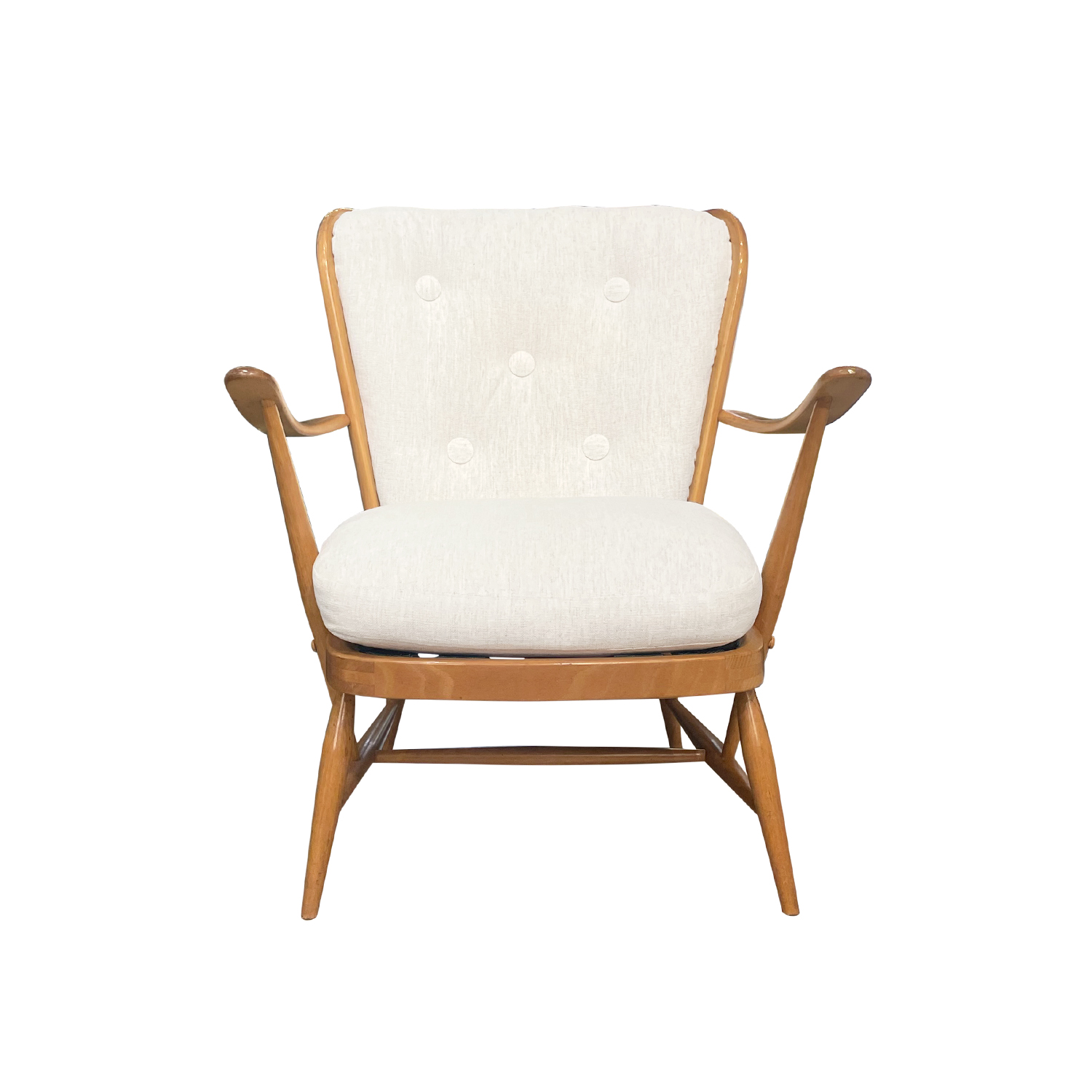 20th Century English Modern Beech Armchair – Single Vintage Side Chair by Ercol