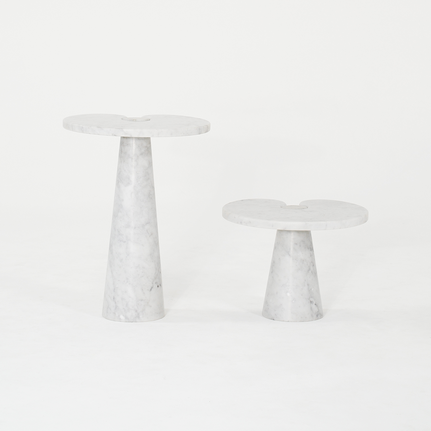 20th Century Set of Two Italian Carrara Marble Side Tables by Angelo Mangiarotti