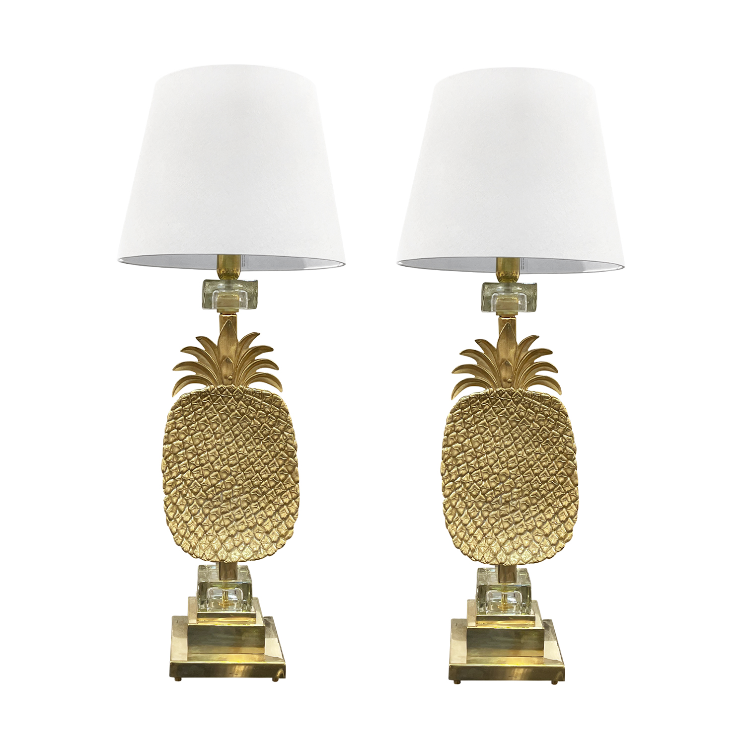 20th Century Italian Pair of Vintage Pineapple Murano Glass Table Lamps