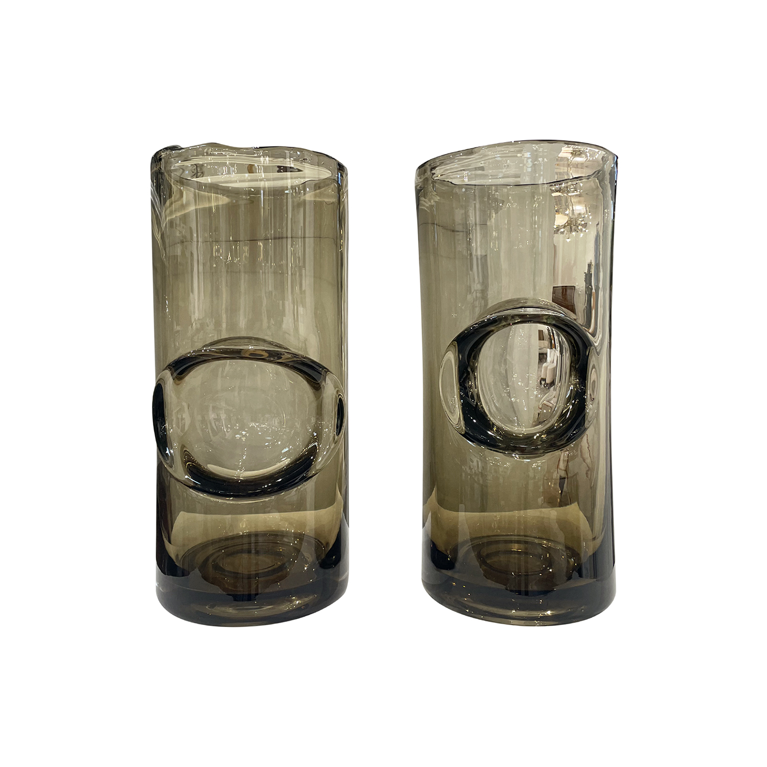 Pair of Smoke Infused Glass Vases