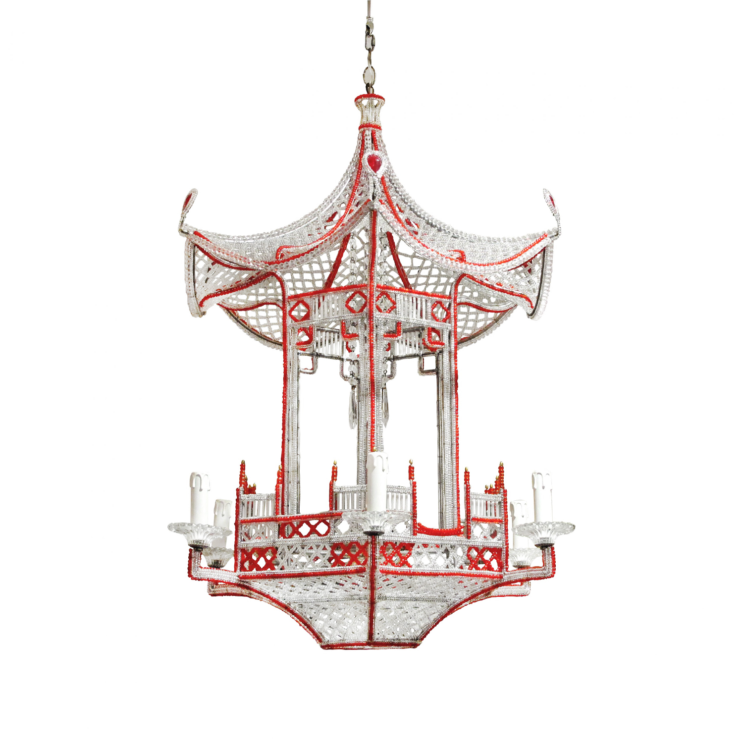 20th Century French Art Deco Crystal Pagoda Light Attributed to Maison Baguès