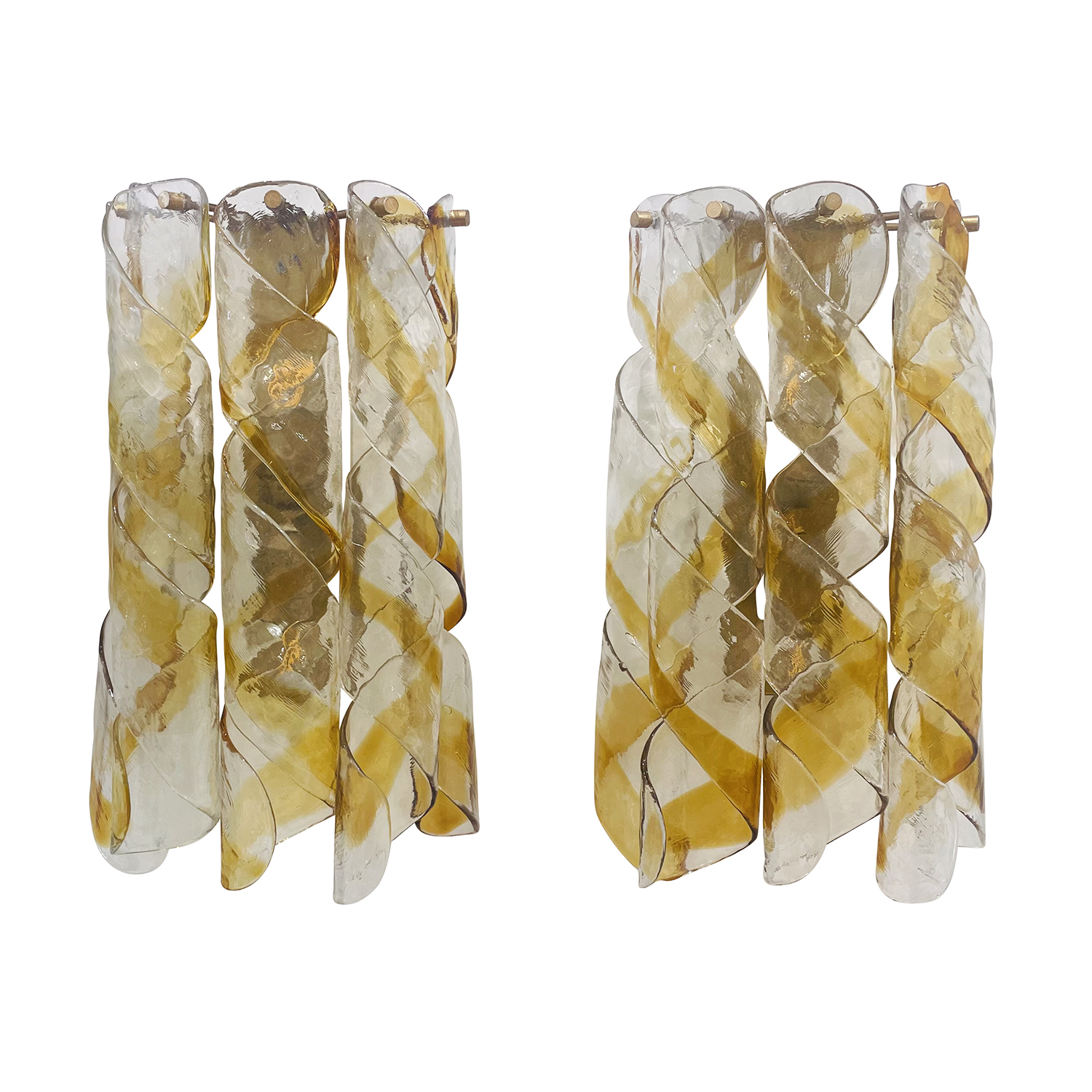 20th Century Italian Modern Pair of Vintage Murano Glass Wall Sconces by Mazzega