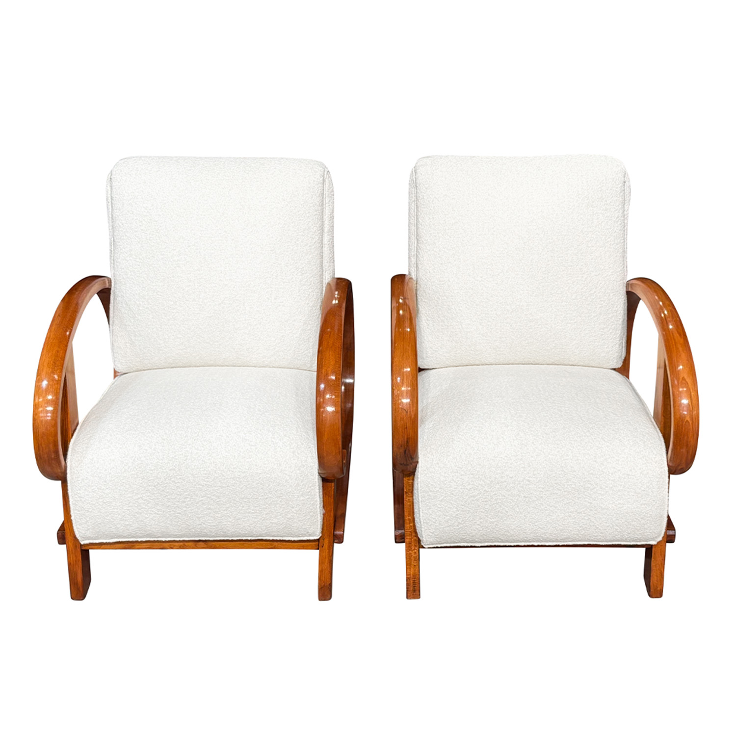 20th Century Czech Pair of Vintage Sculptural Walnut Lounge Chairs by Thonet