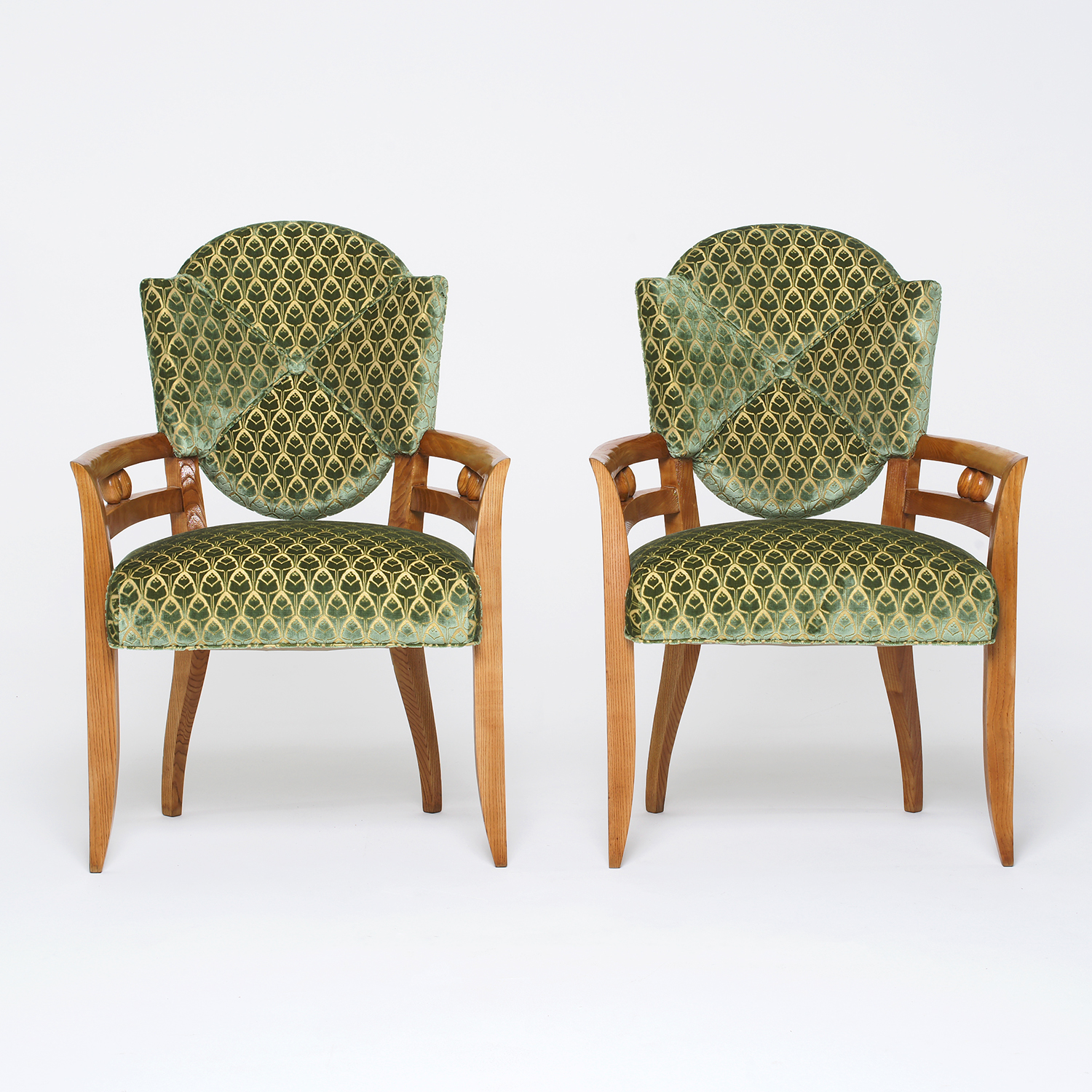 20th Century Pair of French Vintage Art Deco Oakwood Armchairs by André Arbus