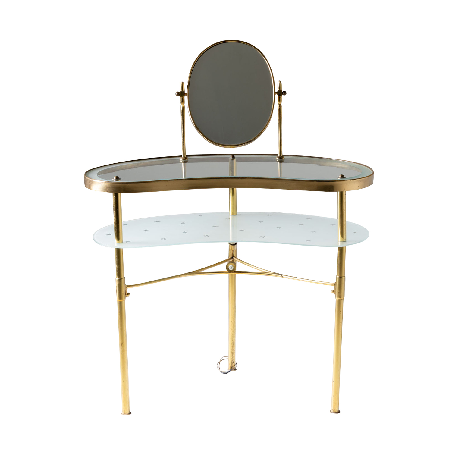 20th Century Italian Modern Demi-Lune Brass Dressing Table by Luigi Brusotti
