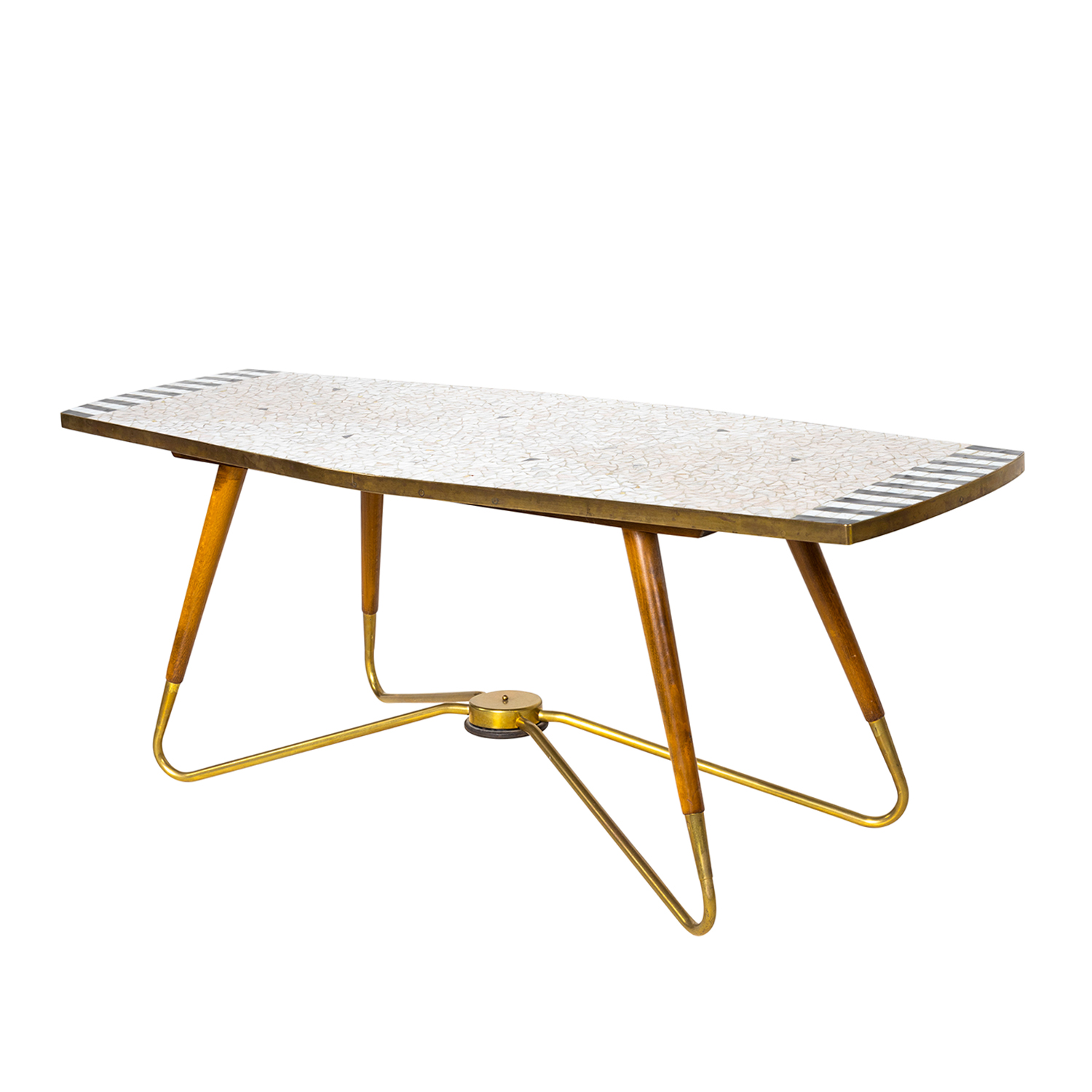 20th Century German Modern Mosaic Coffee Table – Walnut Sofa Table by Ilse Möbel