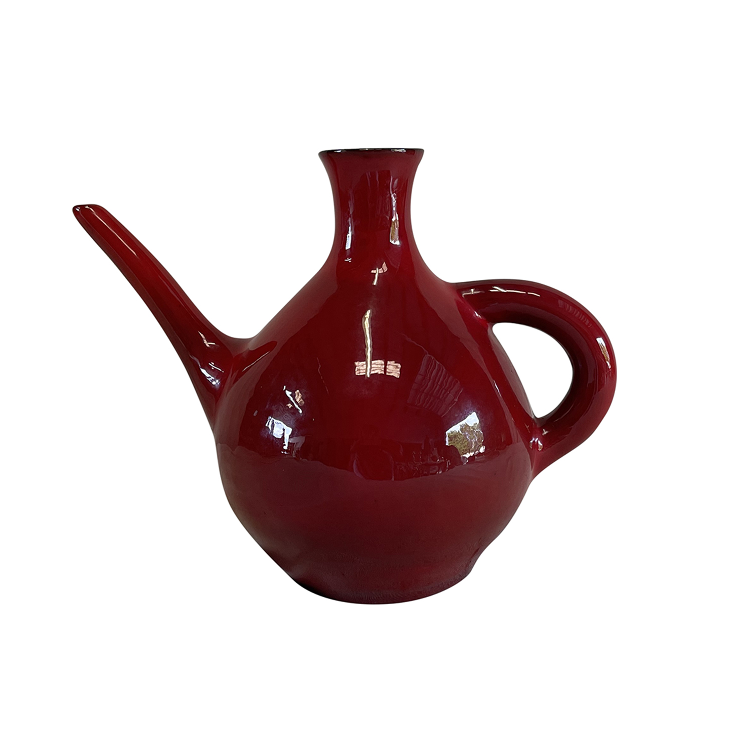 1960s Red Ceramic Vase by Jean de Lespinasse