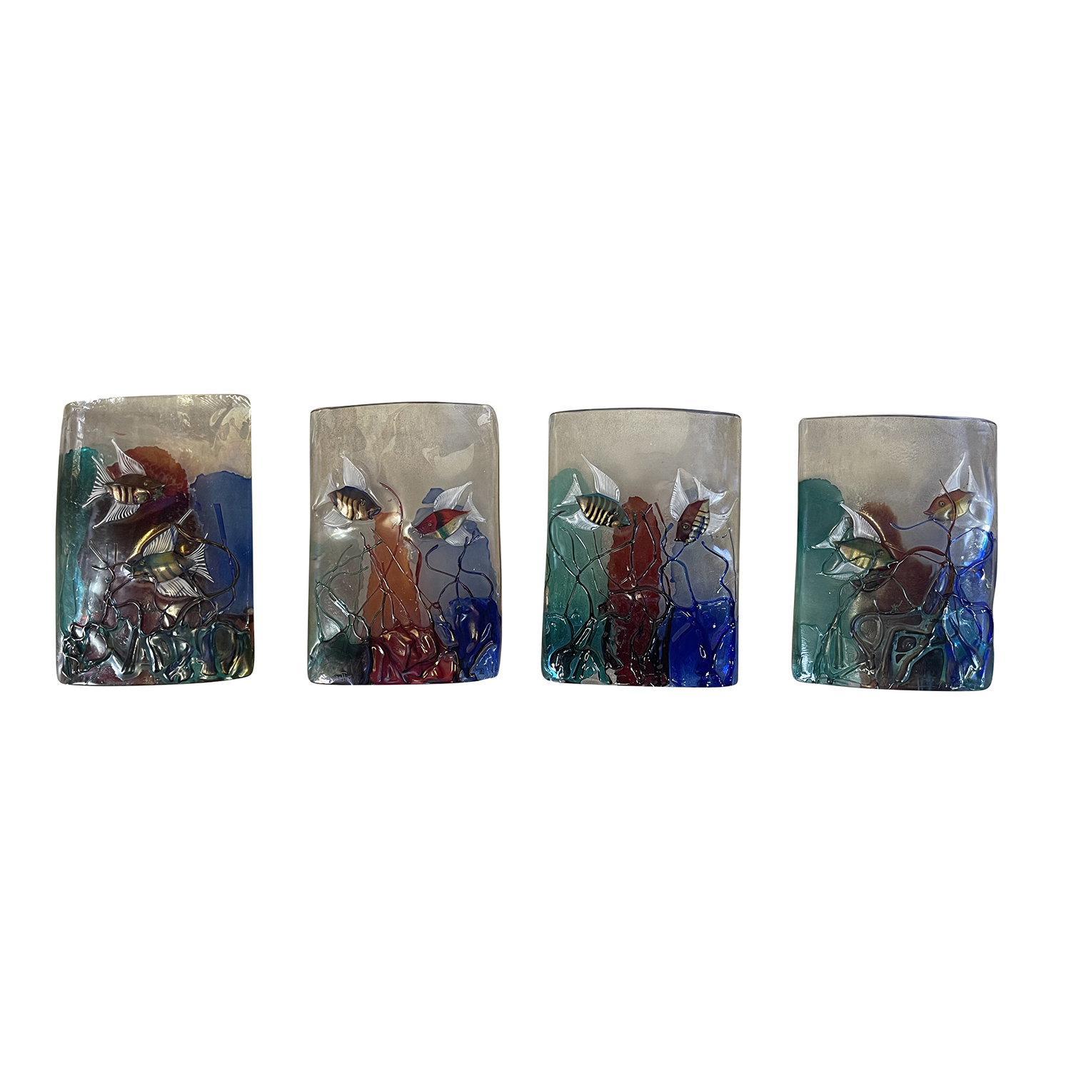 20th Century Italian Set of Four Murano Glass Wall Sconces by Pino Signoretto
