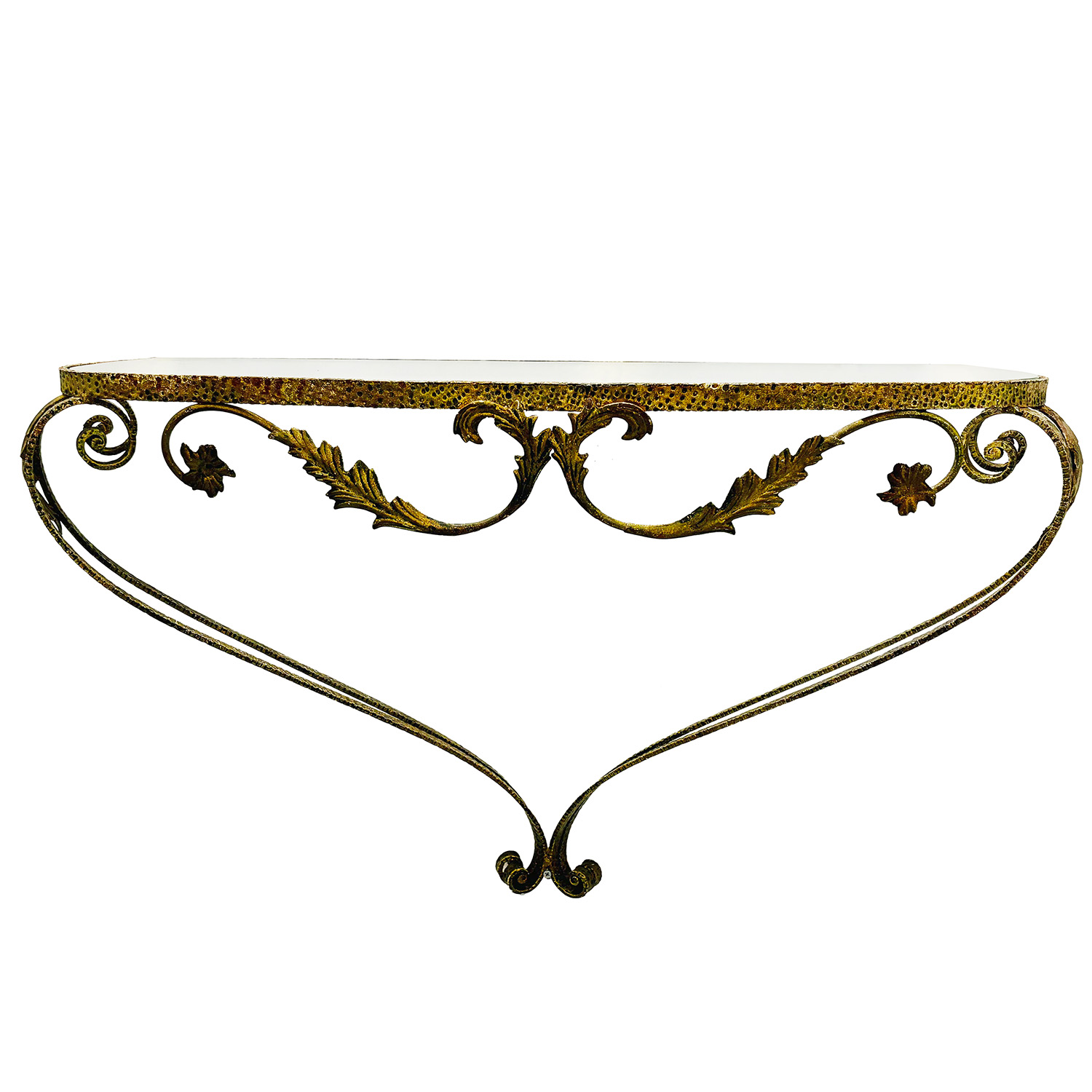 20th Century Italian Modern Gilded Metal Wall Console Table by Pier Luigi Colli