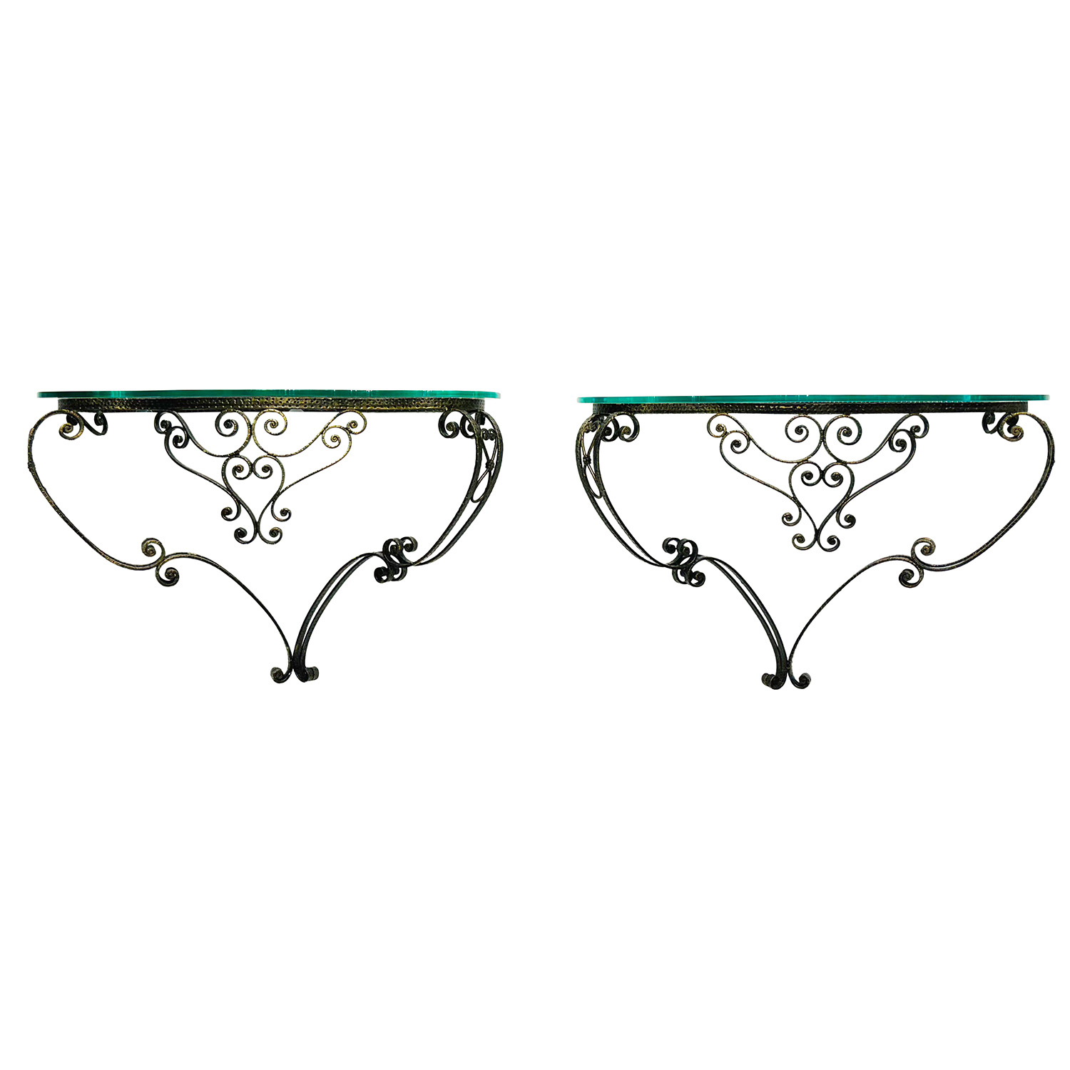 20th Century Italian Pair of Gilded Metal Console Tables by Pier Luigi Colli