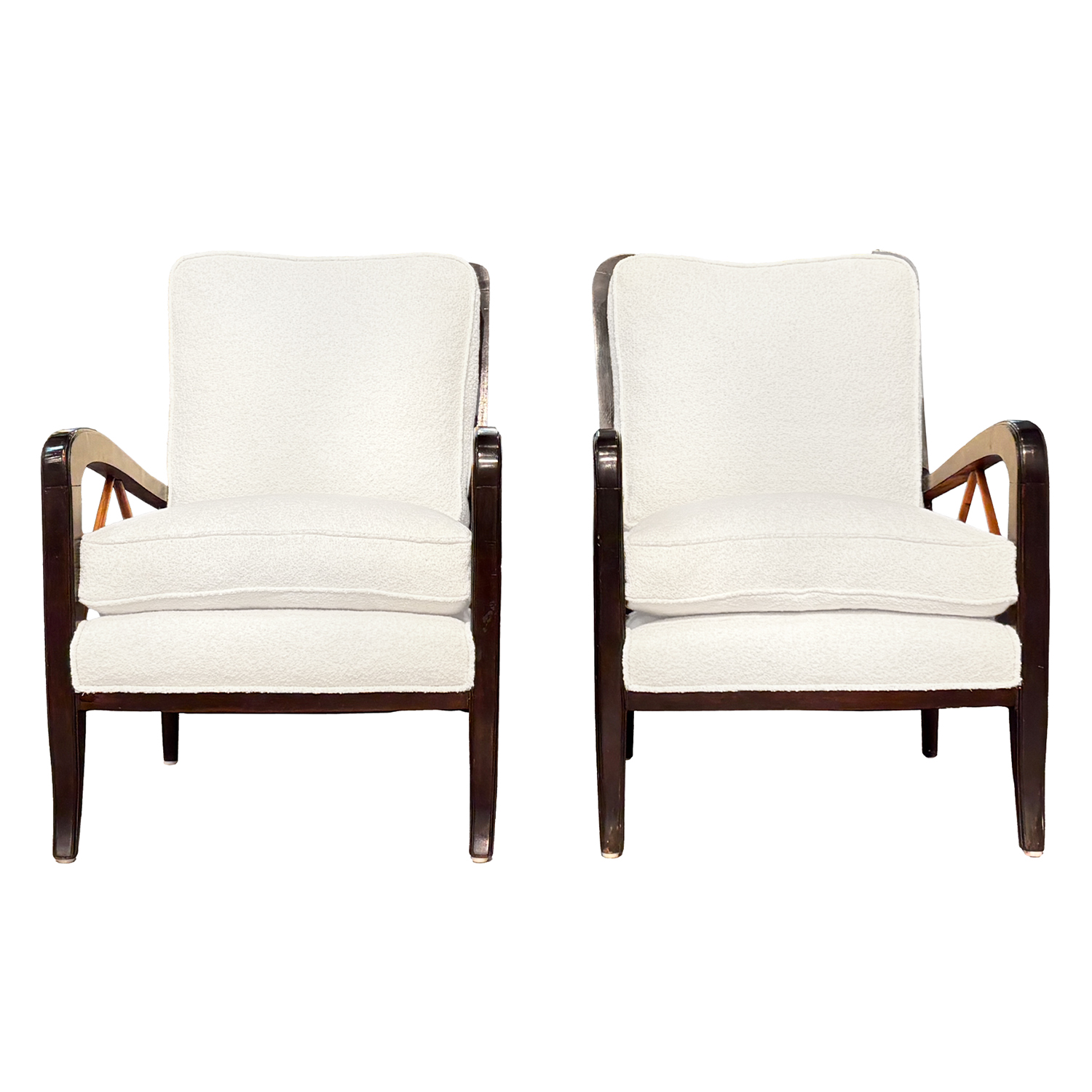 20th Century Italian Pair of Modern Vintage Walnut Lounge Chairs by Paolo Buffa