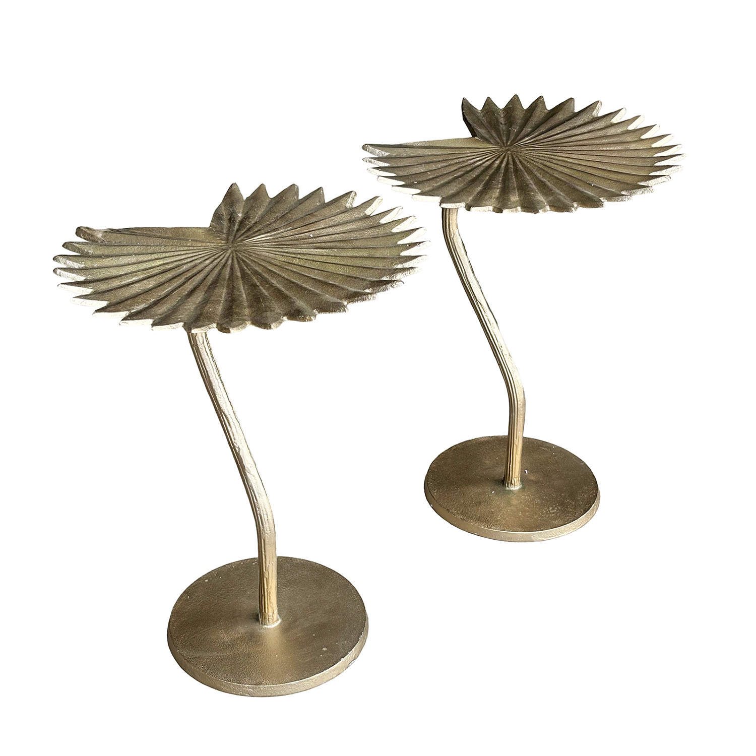 Palm Tree Leaf Side Tables in Metal from France, Circa 1970s