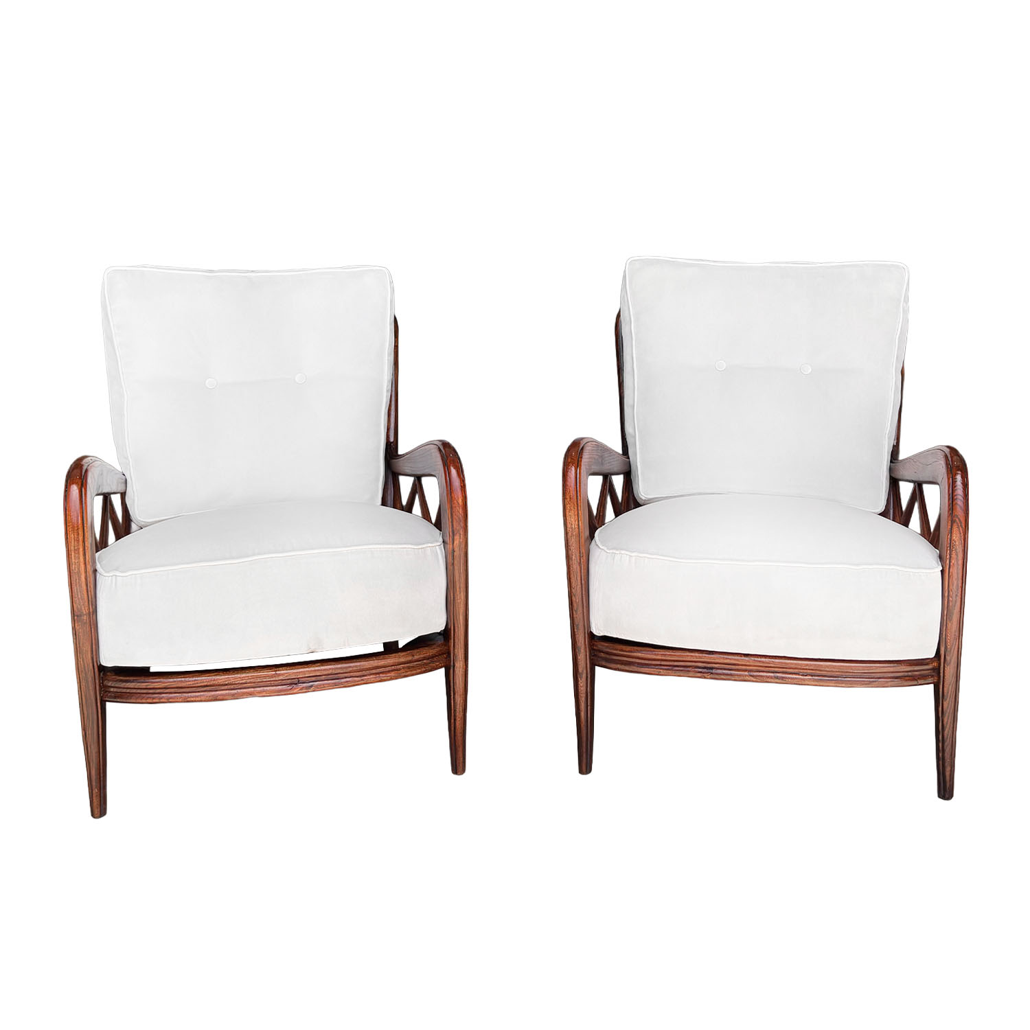 20th Century Italian Pair of Vintage Modern Walnut Lounge Chairs by Paolo Buffa